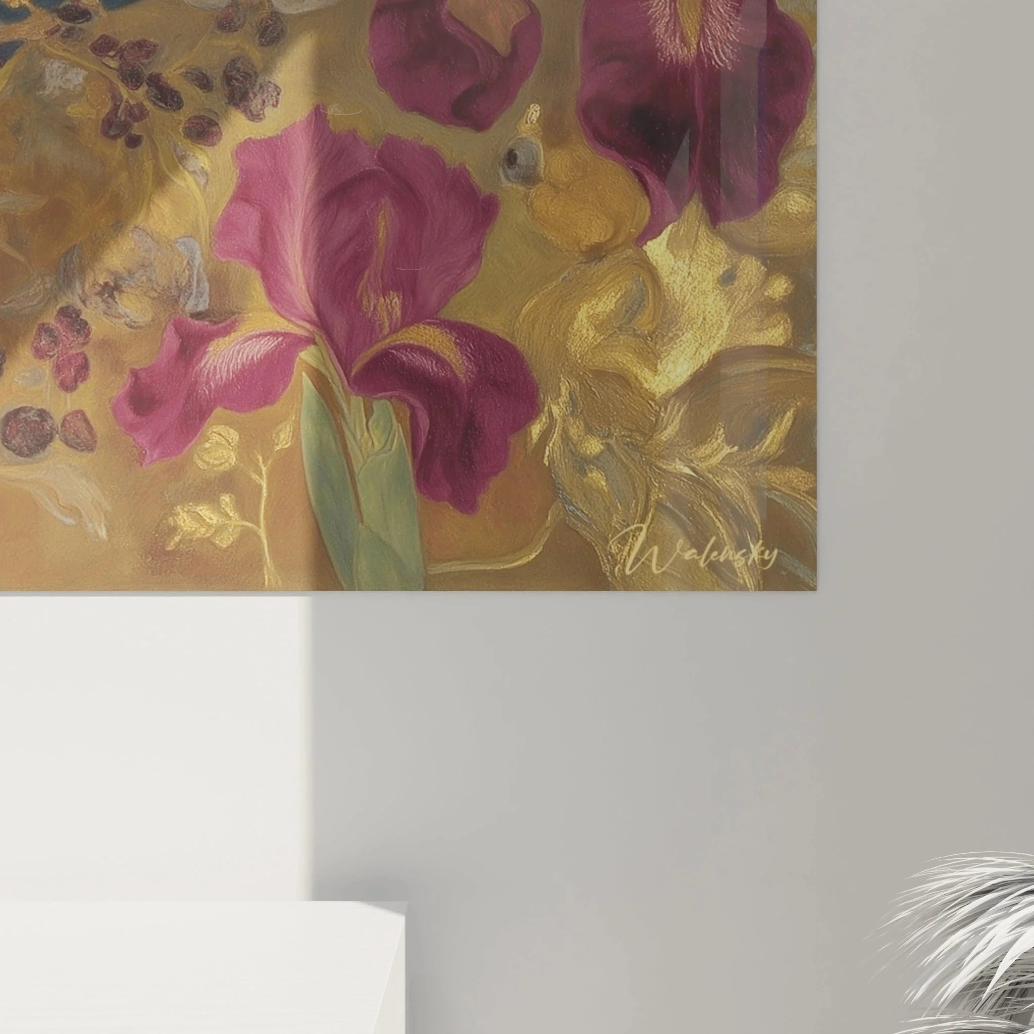 Gesamtansicht aquatische Wandkunst Symbolismus mit mystischen Wasserlilien und floralen Elementen