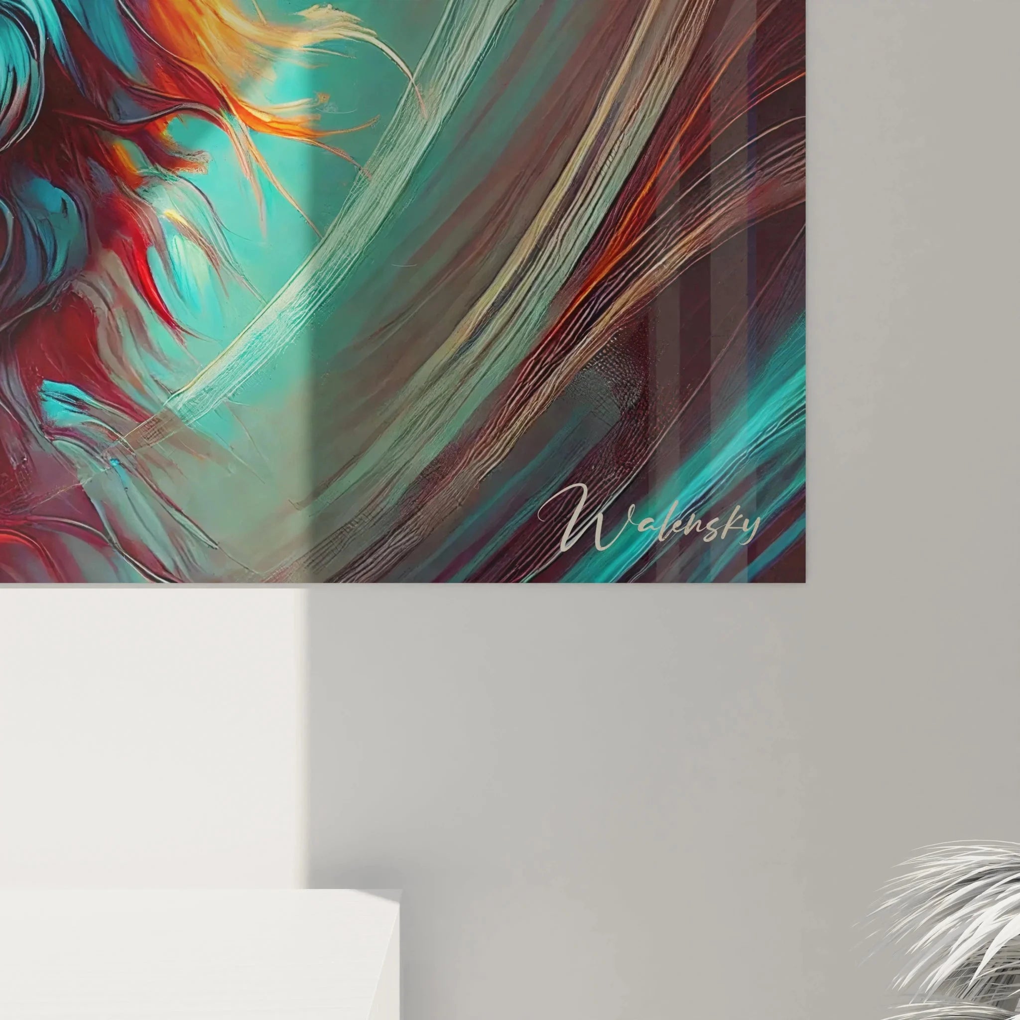 Gesamtansicht Designer Wandbild Wolf abstrakt - Edition Wolf Kollektion