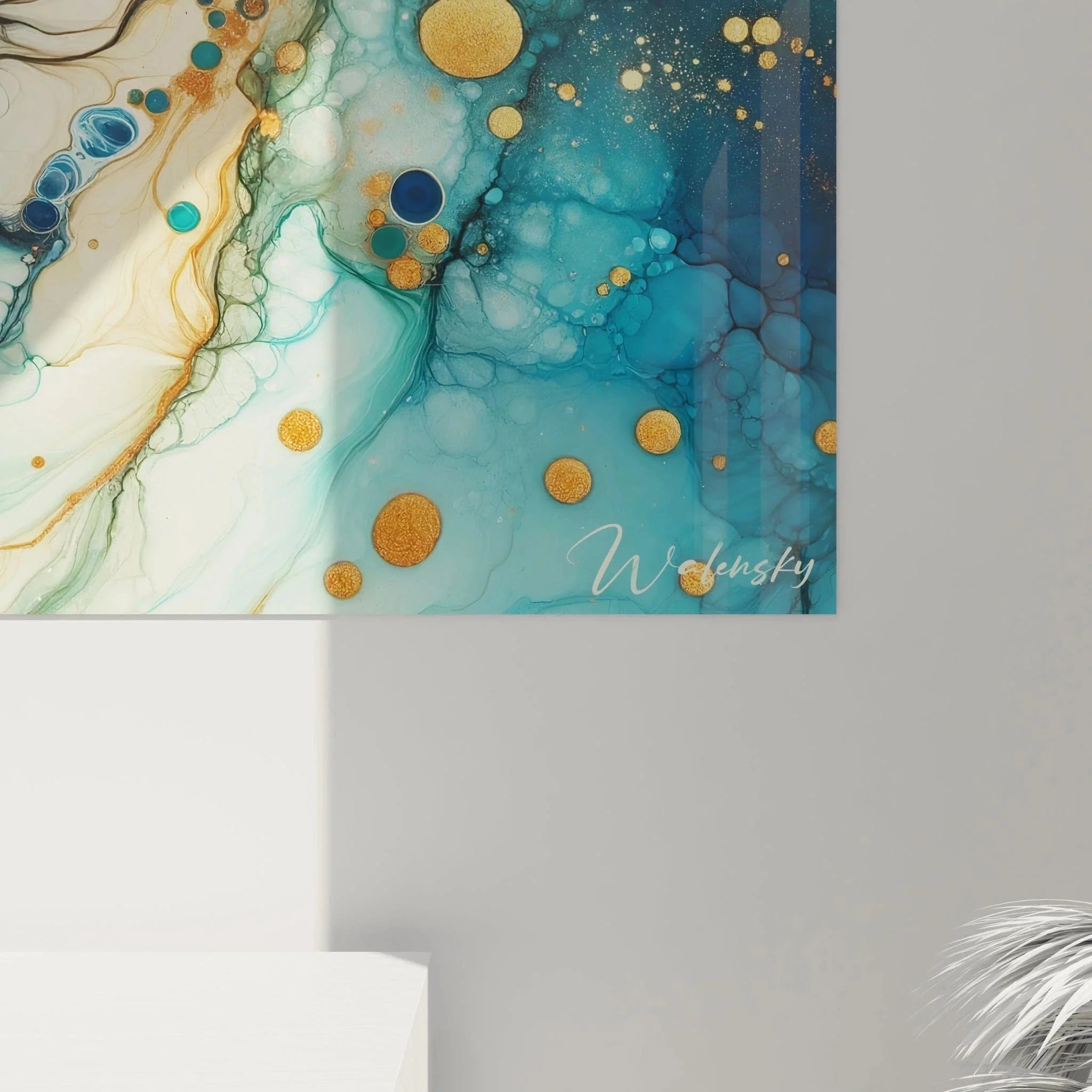 Gesamtansicht expressionistisches Wandbild mit abstrakten Formen, moderne Wandkunst in Premium Qualität