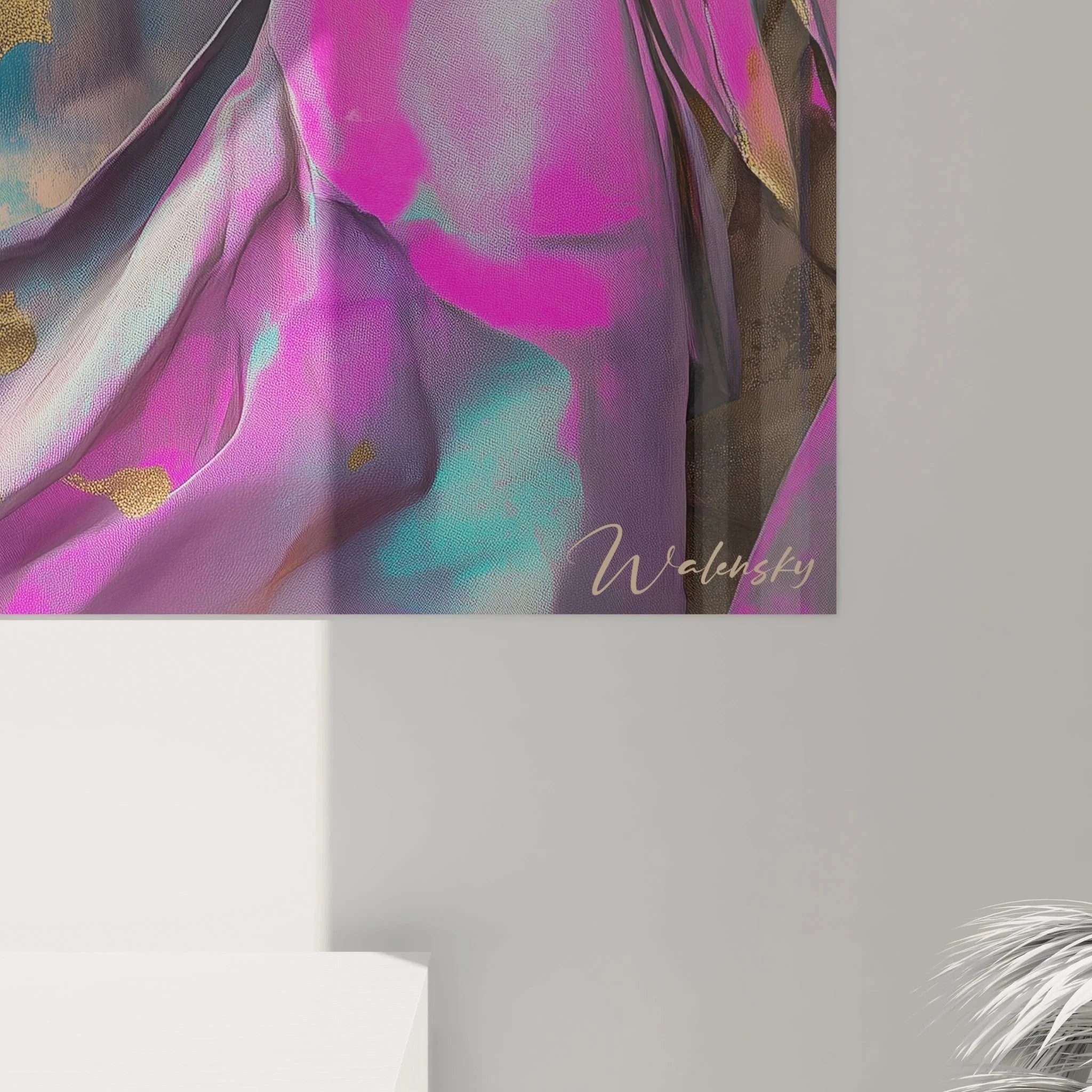 Gesamtansicht futuristisches David Wandbild mit holographischen Effekten, Michelangelo Inspiration digital