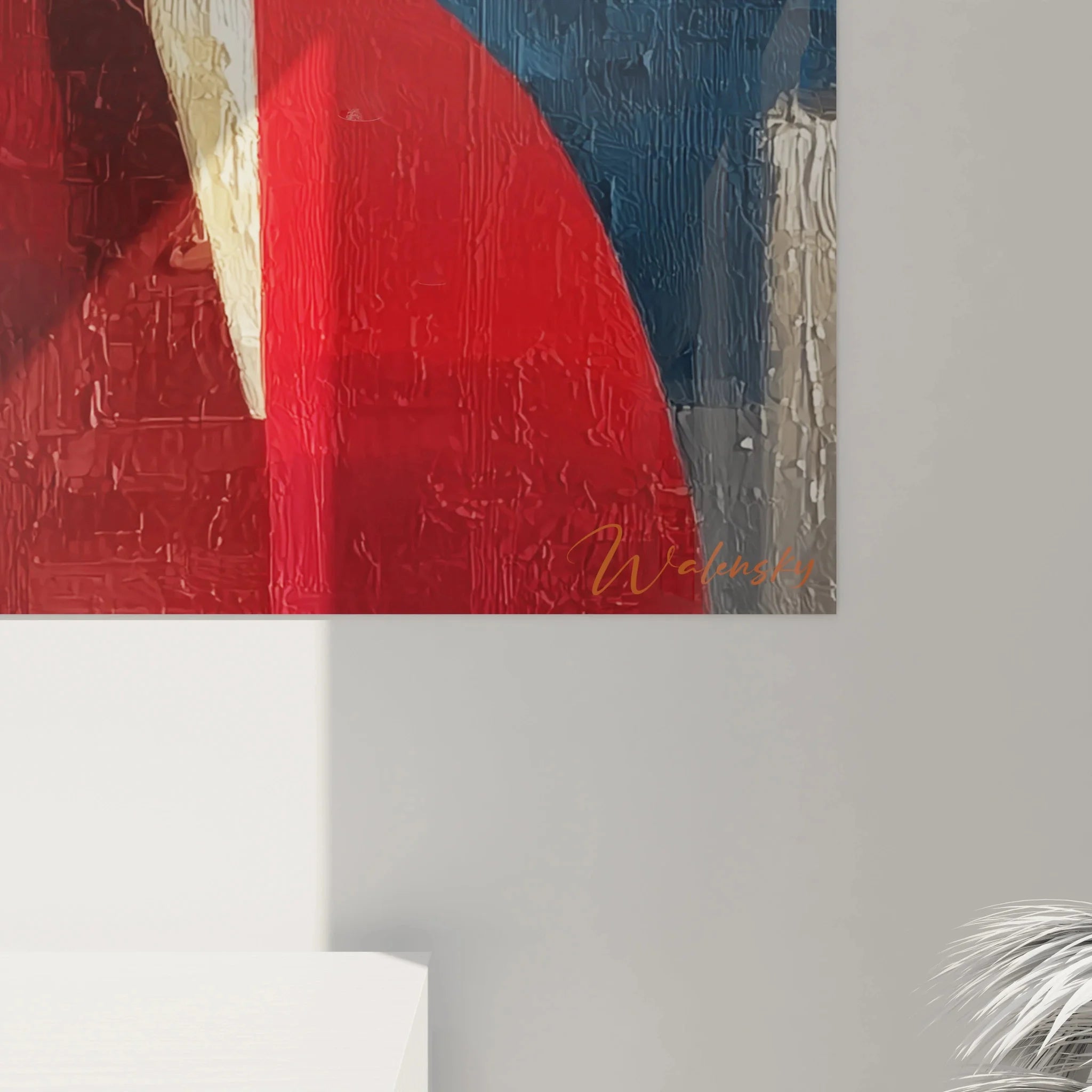 Gesamtansicht kubistische afrikanische Maske Wandkunst in modernem Wohnambiente