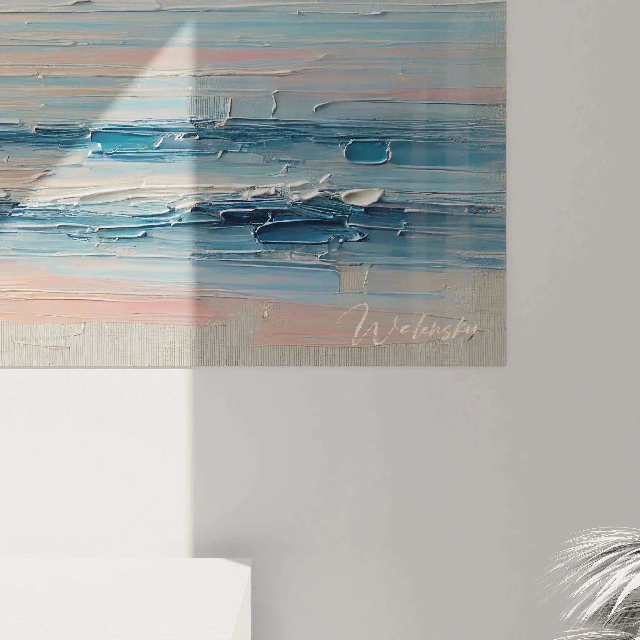 Gesamtansicht Boot Wandbild XXL mit maritimer Sonnenuntergang-Szene und Spiegelungen