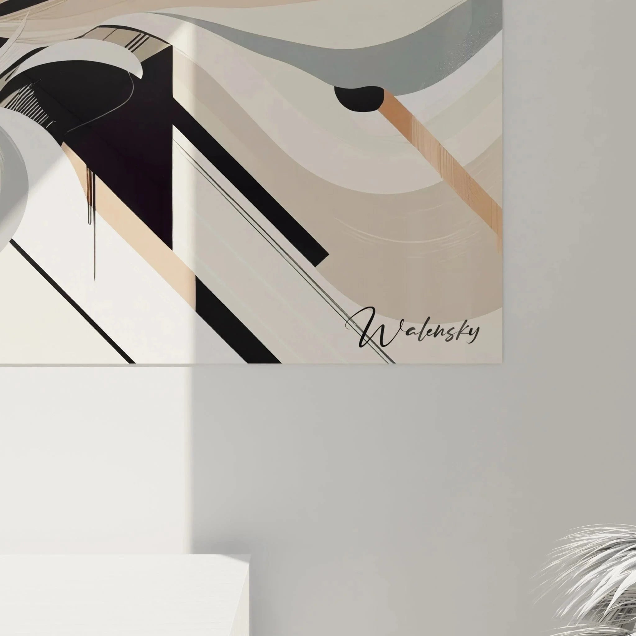 Gesamtansicht minimalistisches Wandbild mit abstrakten Formen - zeitgenössische Kunstdruck