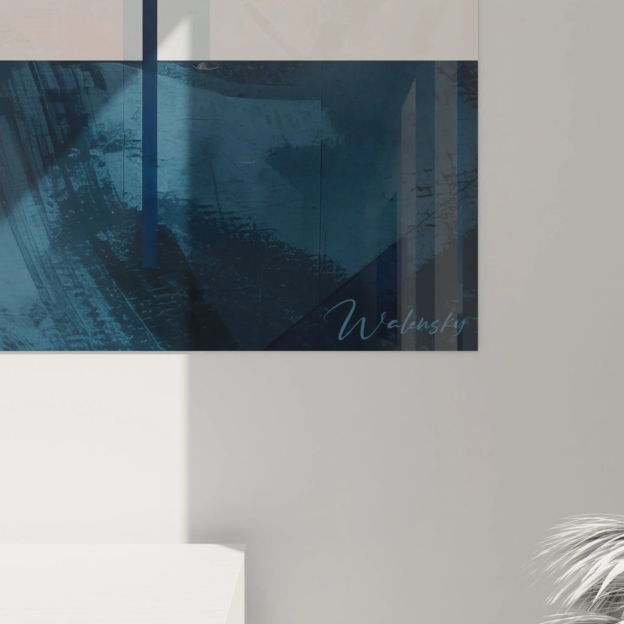 Gesamtansicht moderne geometrische Wanddekoration mit Bauhaus-Design und abstrakten Elementen