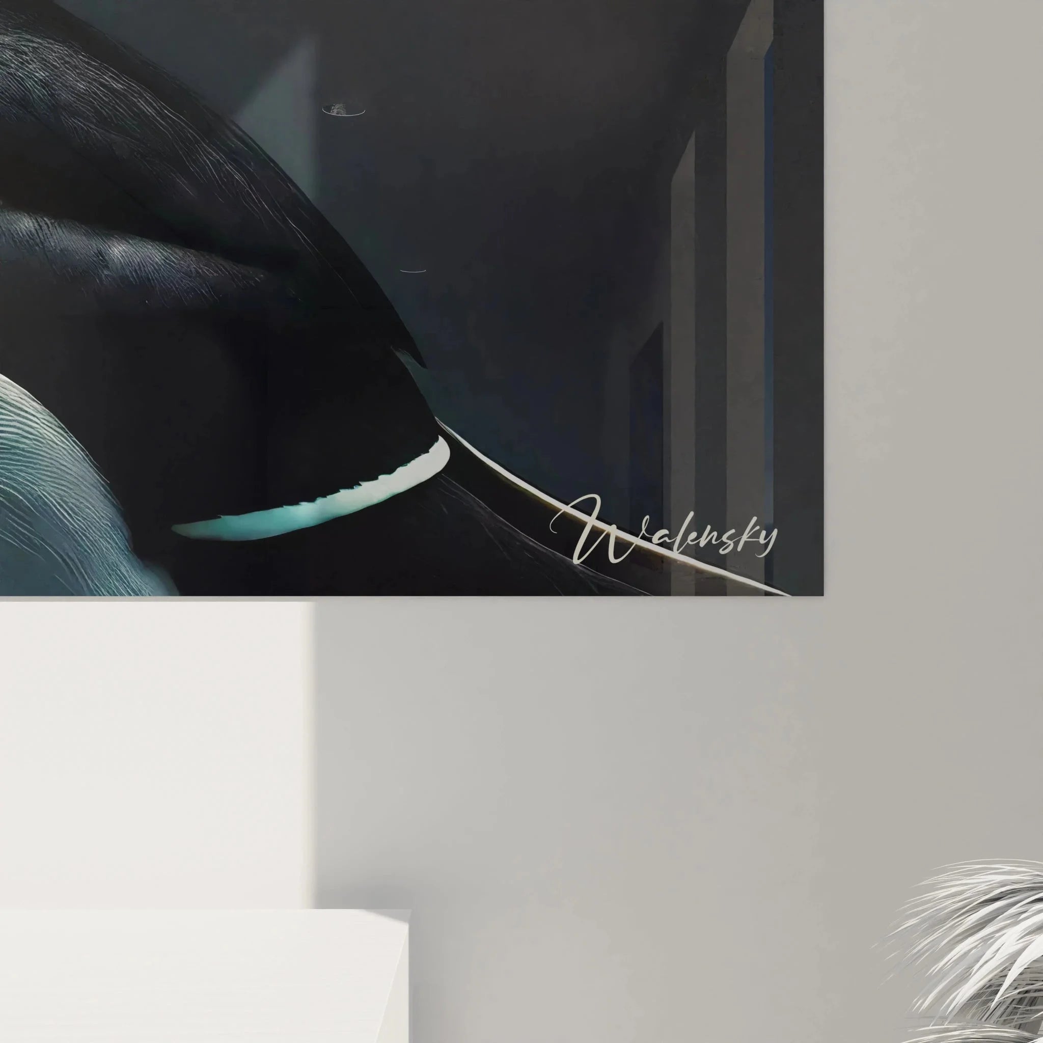 Gesamtansicht moderne Pinguin Wanddekoration als hochwertiges Leinwandbild