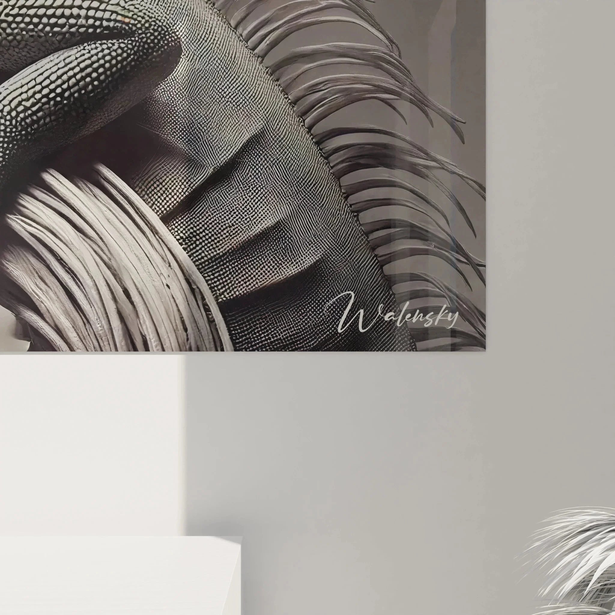 Gesamtansicht elegantes Reptil Wandbild Leguan für moderne Wohnräume