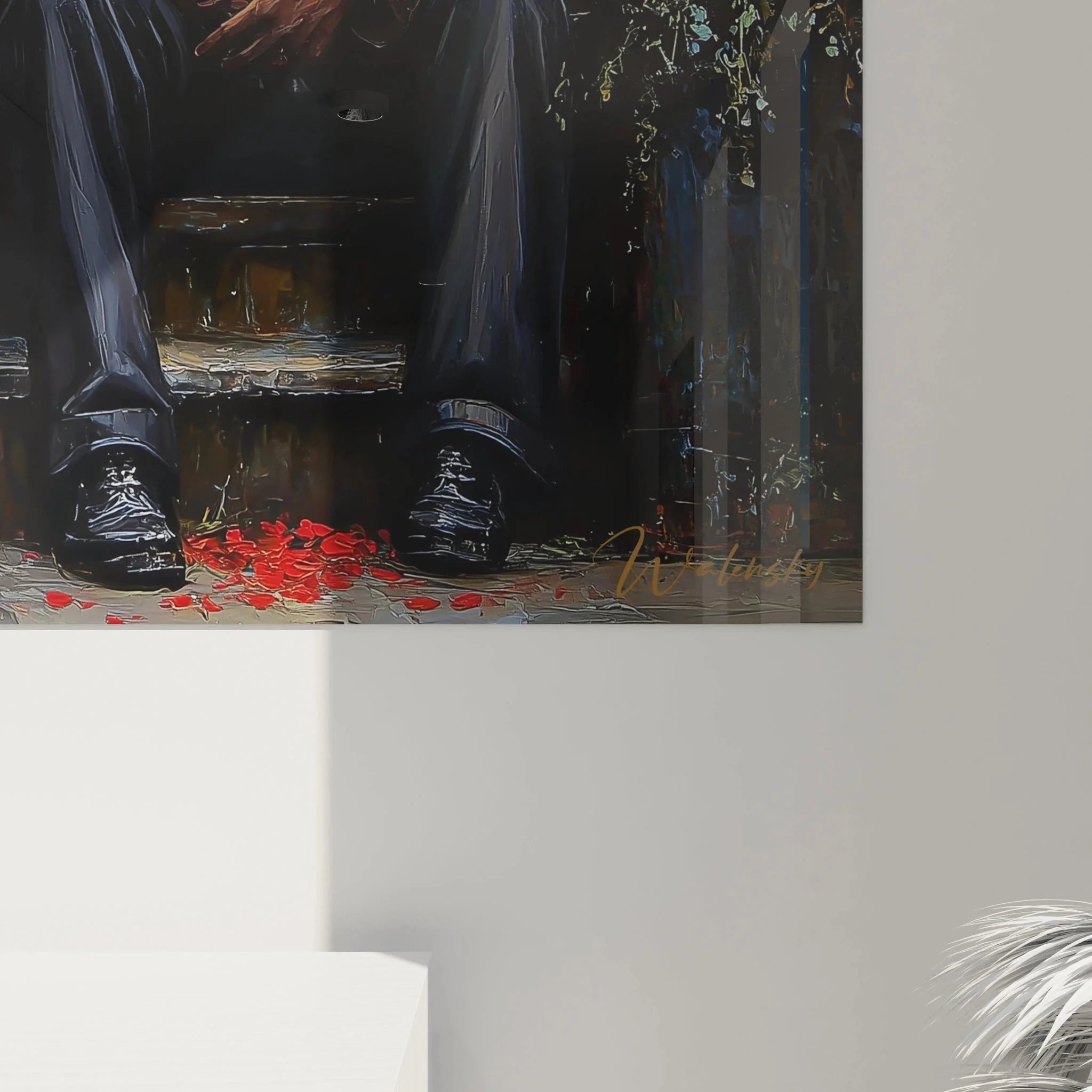 Gesamtansicht romantisches Wandbild Paar auf Treppe - perfekte Liebe Wanddekoration