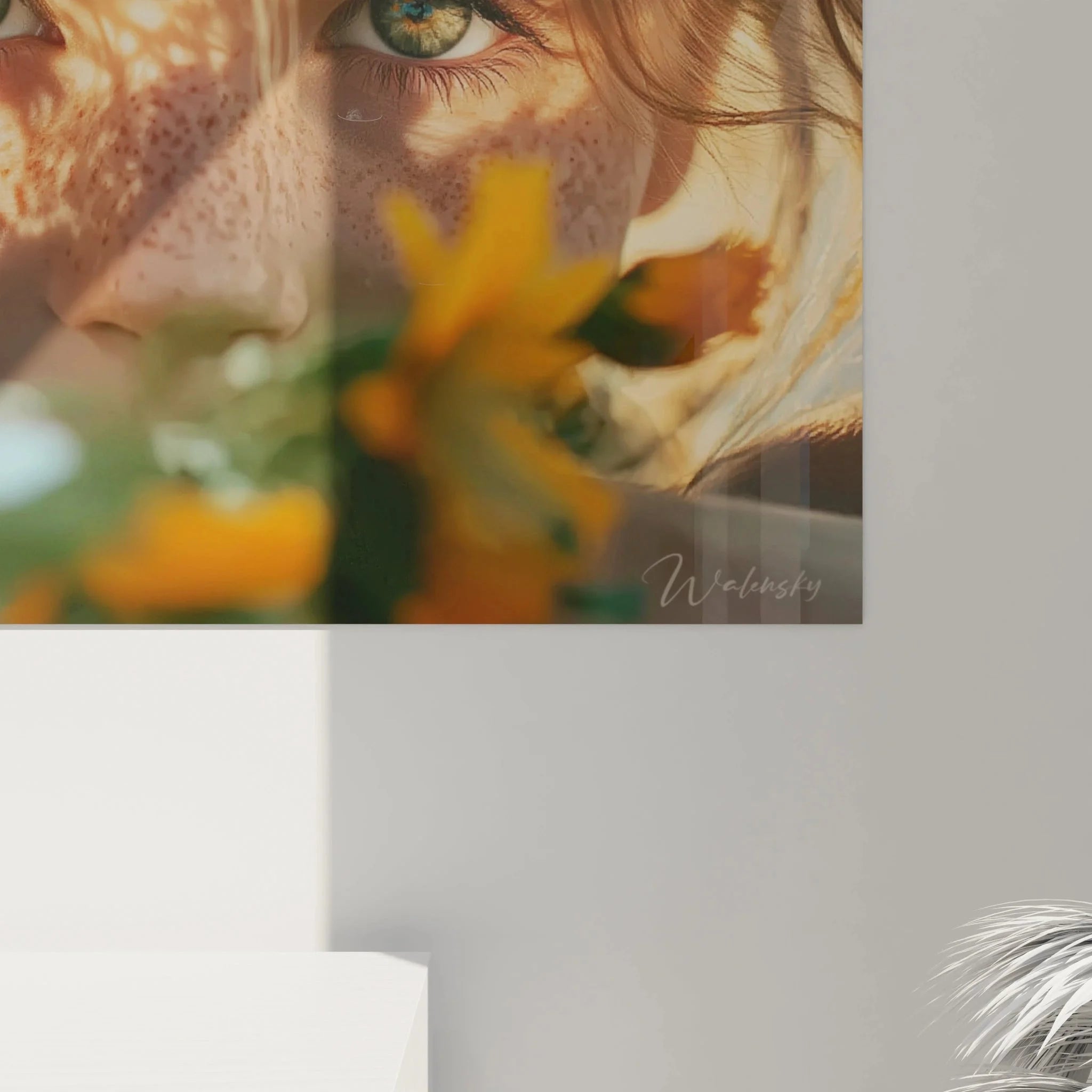 Gesamtansicht Wandbild Sommerportrait Blumenmotiv Wandkunst für moderne Raumgestaltung