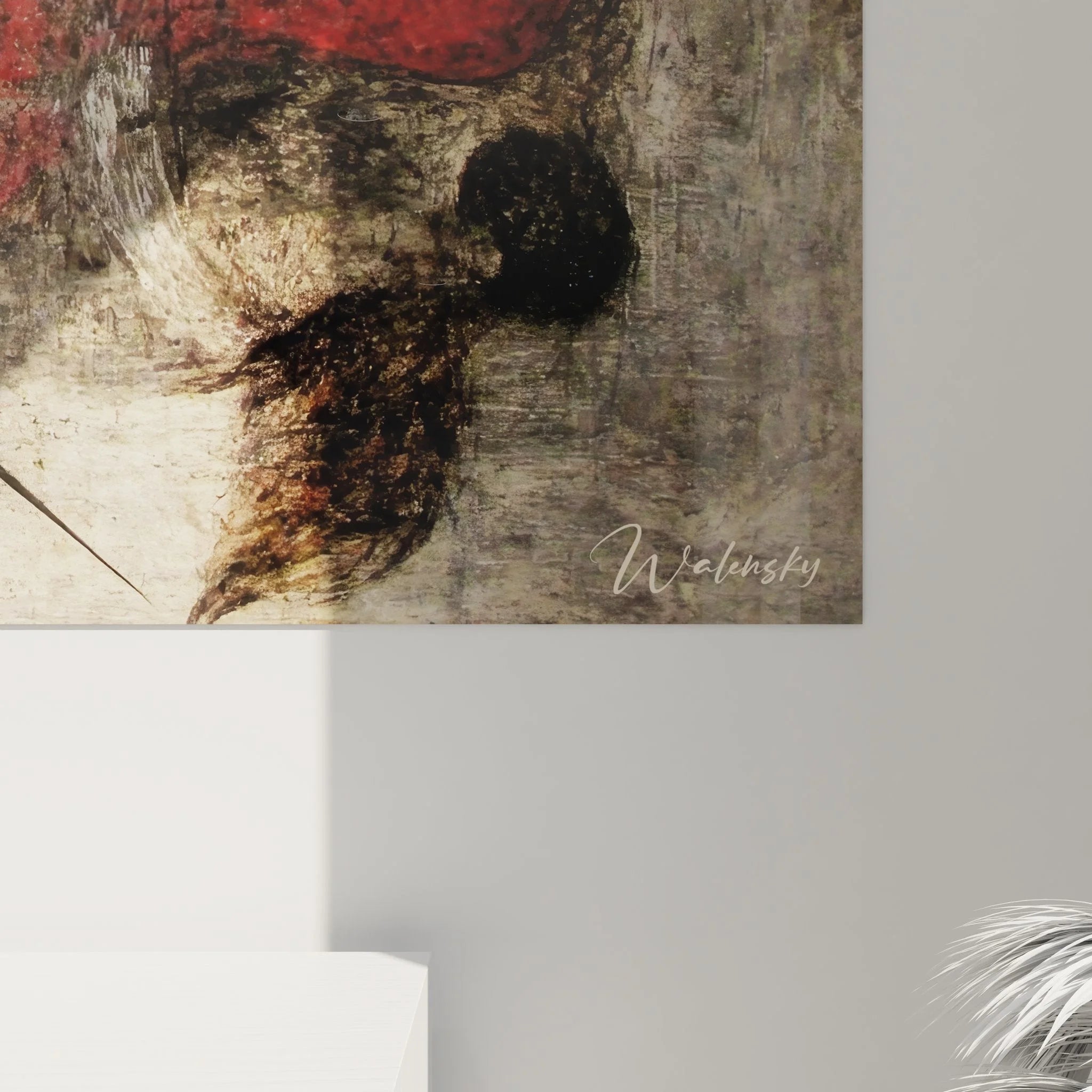 Gesamtansicht Wandbild abstrakte Kunst mit dynamischen Elementen und lebendiger Farbpalette