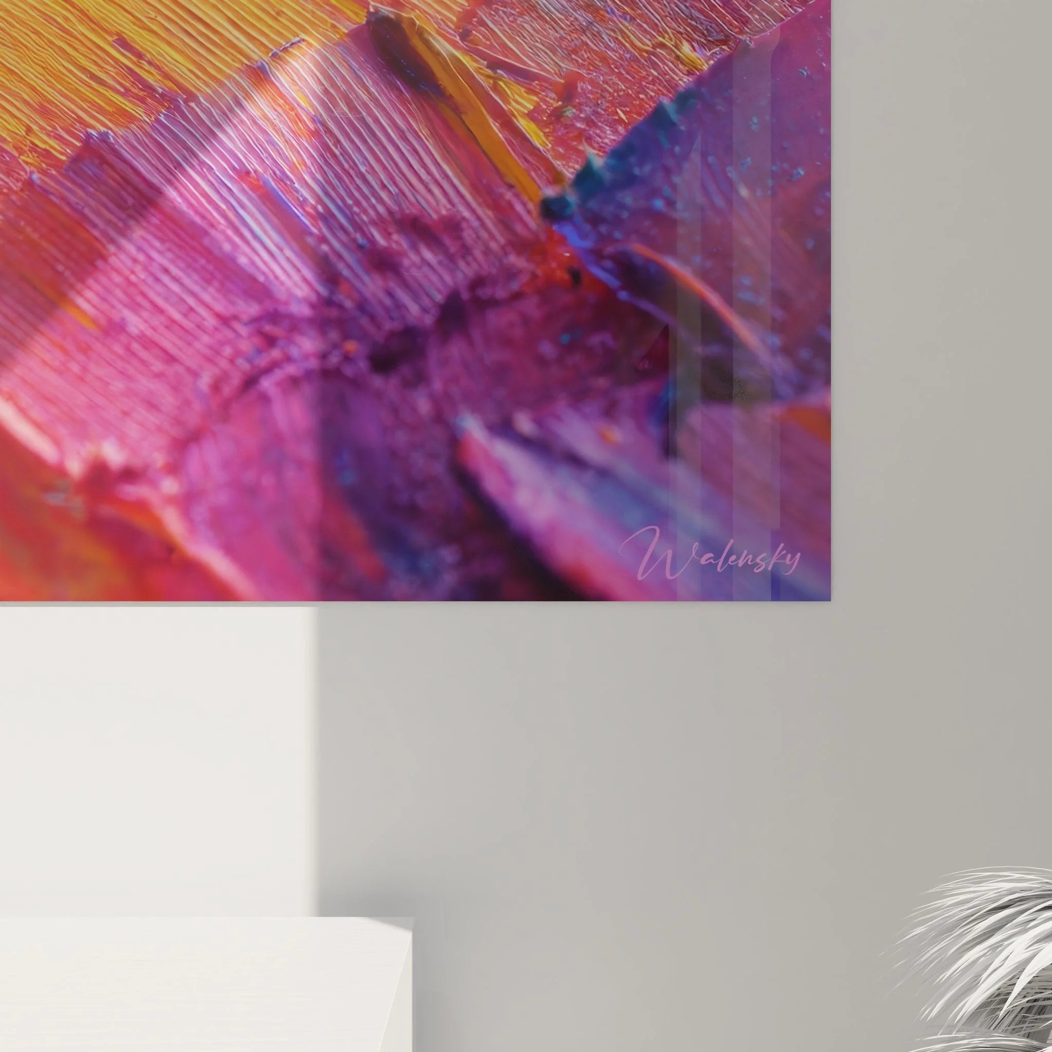 Gesamtansicht Wandbild abstrakte Farbexplosion moderne Wanddekoration Malerei-Optik Kunstwerk