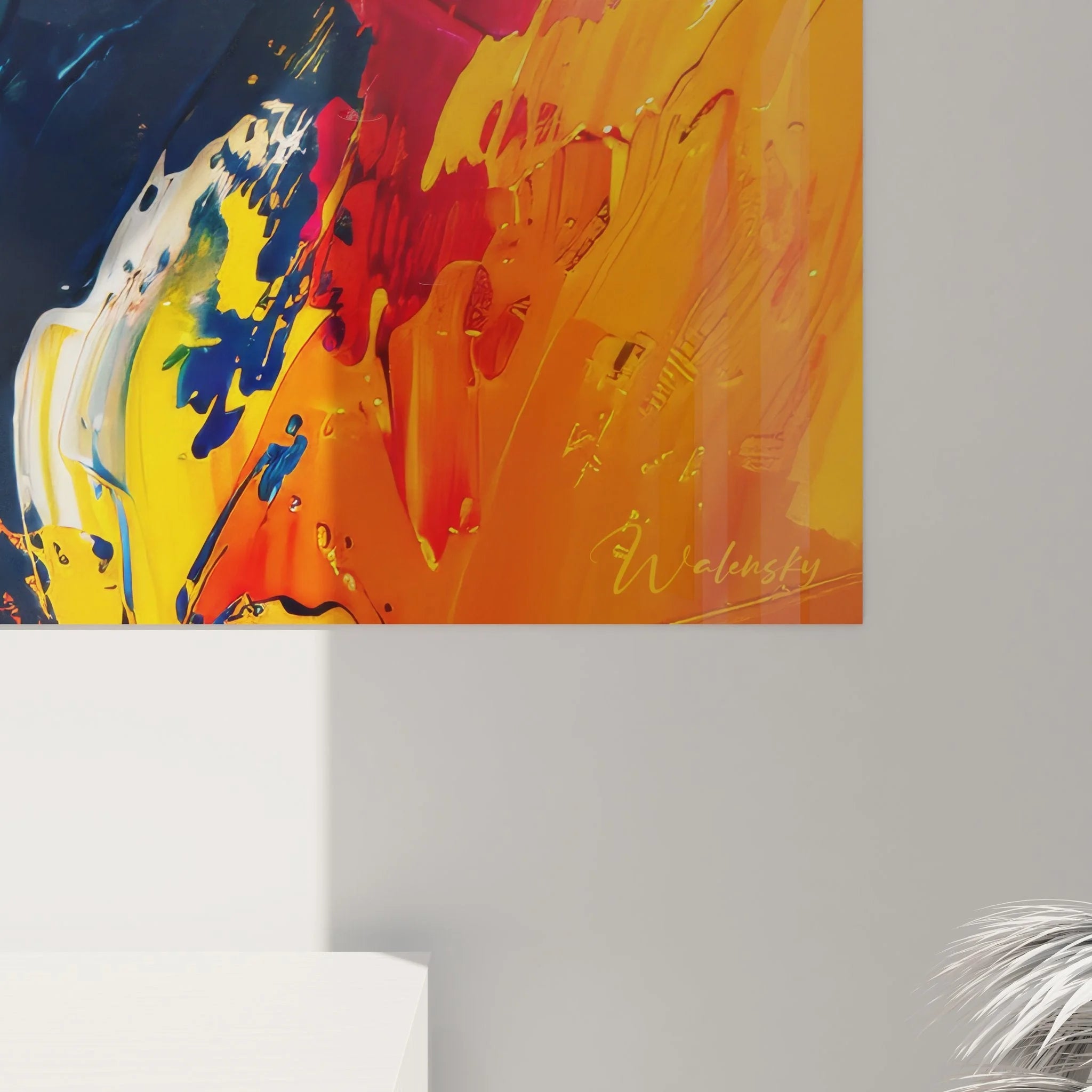 Gesamtansicht Wandbild abstrakte Kunst Farbkomposition - moderne Wanddekoration Malerei-Optik