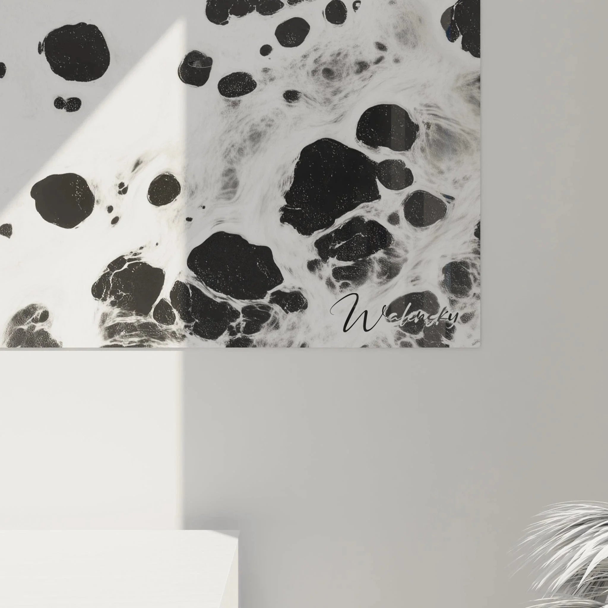 Gesamtansicht modernes Wandbild abstrakte Seelandschaft Schwarz-Weiß Edition Dalmatiner Stil