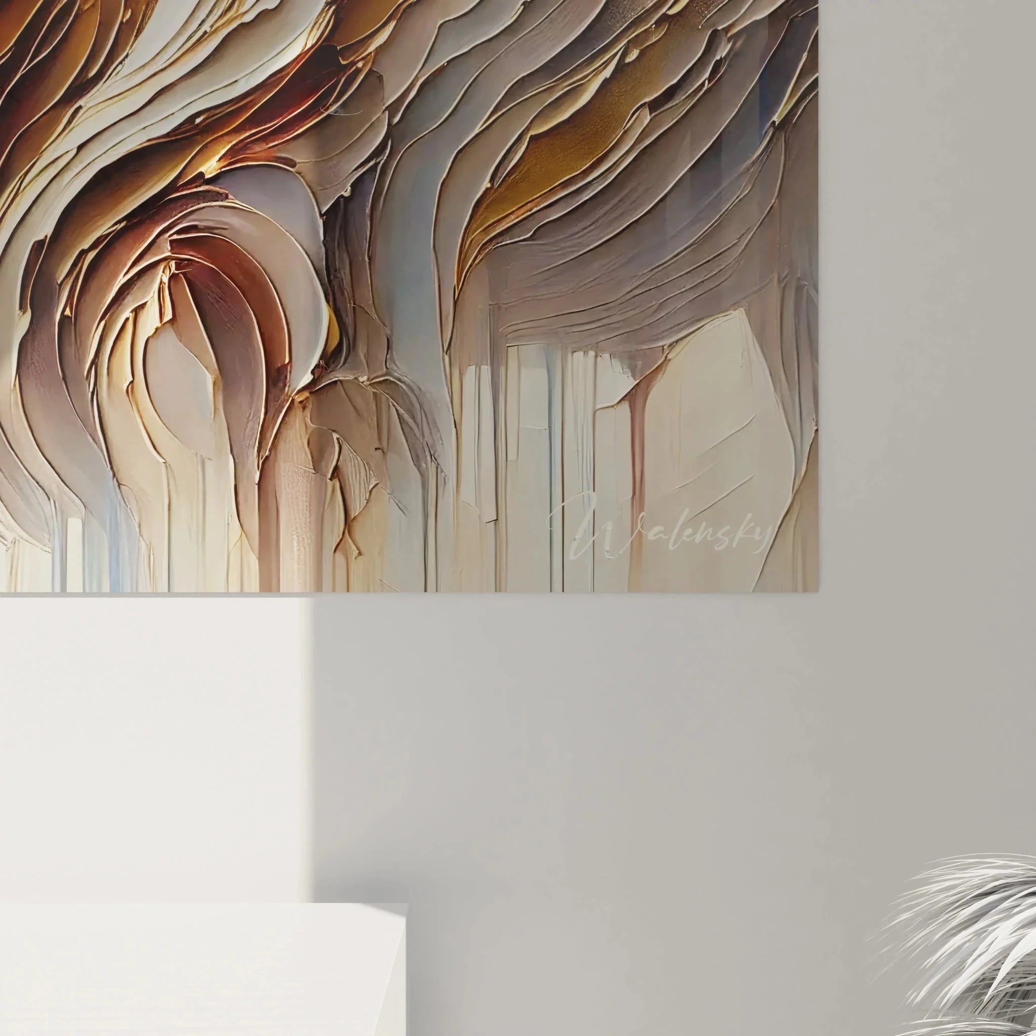 Gesamtansicht Wandbild Bison kraftvoll - Büffel Leinwandbild mit strukturiertem Hintergrund