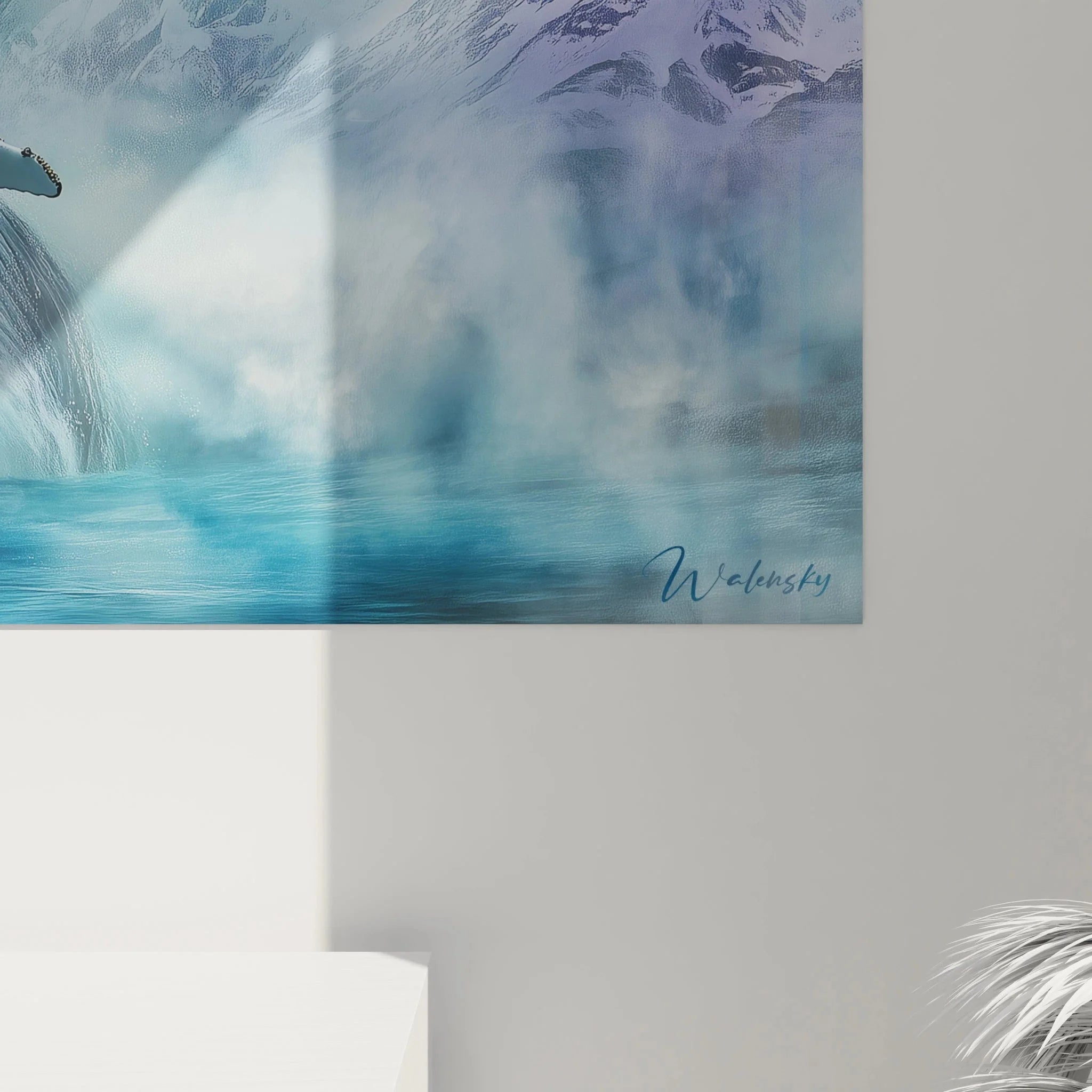 Gesamtansicht Wandbild Buckelwale Arktis - Panorama maritime Leinwand XXL Edition Wal