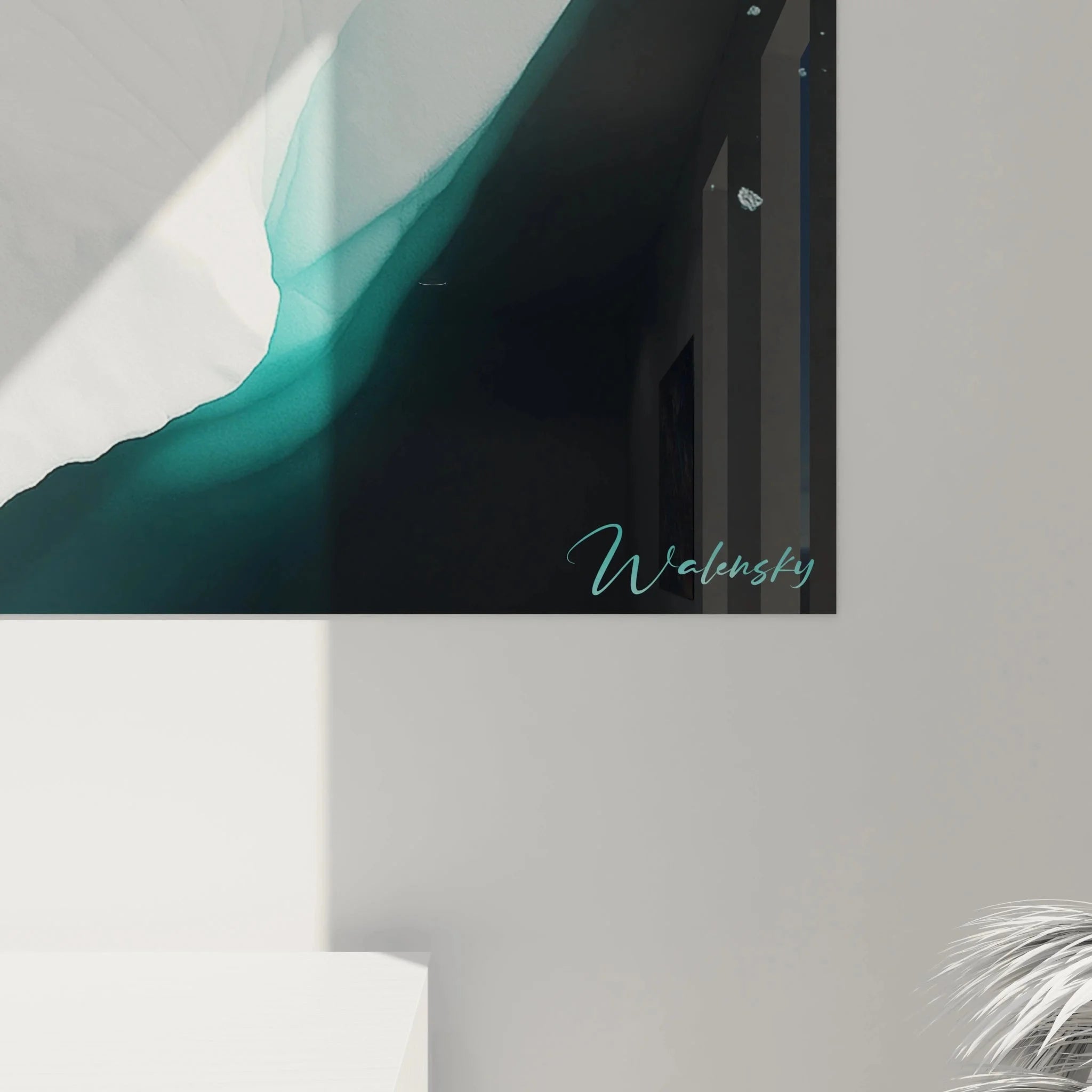 Gesamtansicht Wandbild Eislandschaft - Luftaufnahme Eisberge als moderne Wanddekoration im Raum