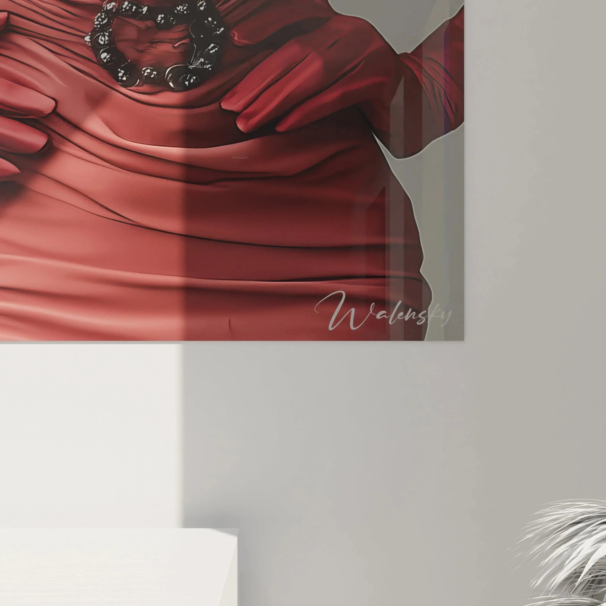 Gesamtansicht Wandbild elegante Dame Vintage Style - komplette Raumansicht feminine Wandkunst