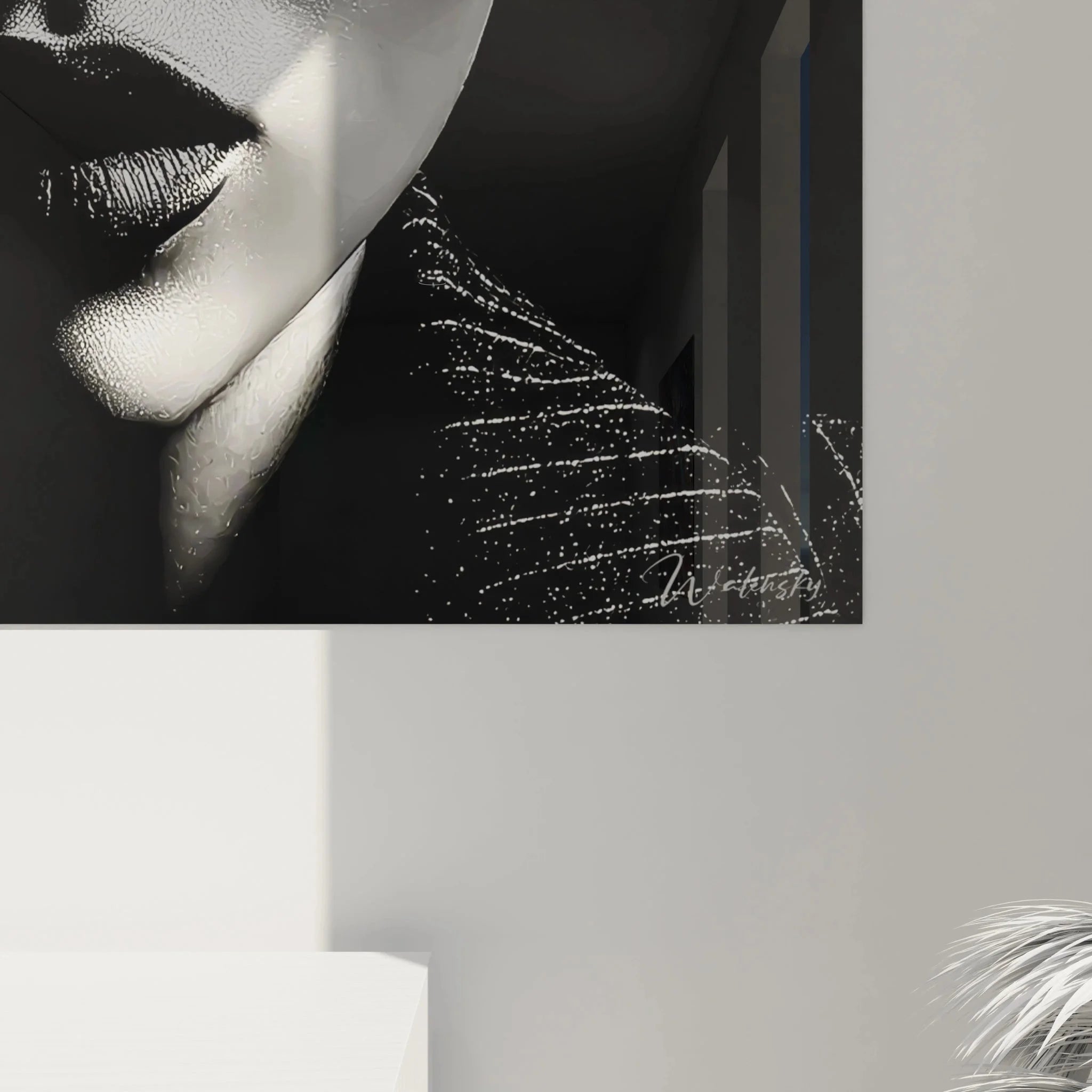 Gesamtansicht Wandbild Film Noir Eleganz, schwarz-weiß Mode Fotografie für Wohnraum