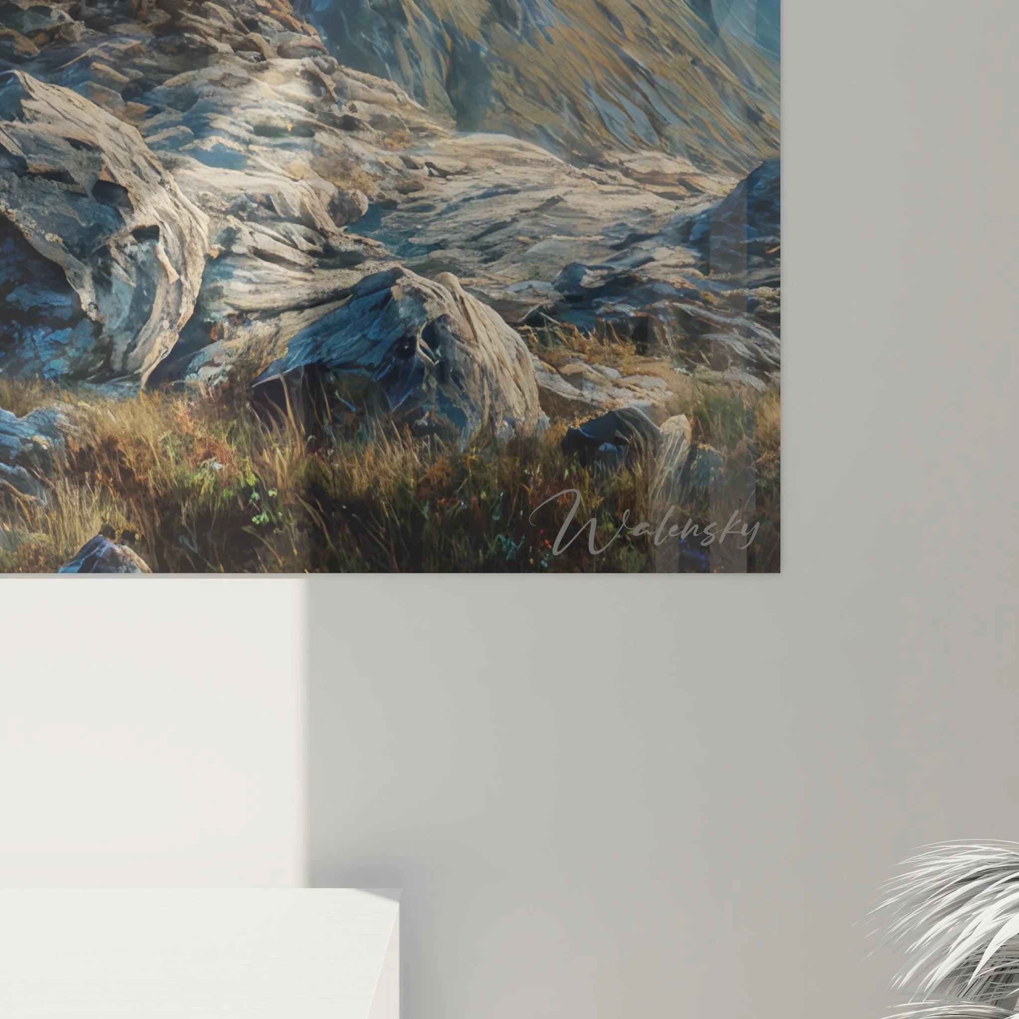 Gesamtansicht Wandbild Gebirge Alpengipfel mit dramatischem Himmel und Bergketten Panorama