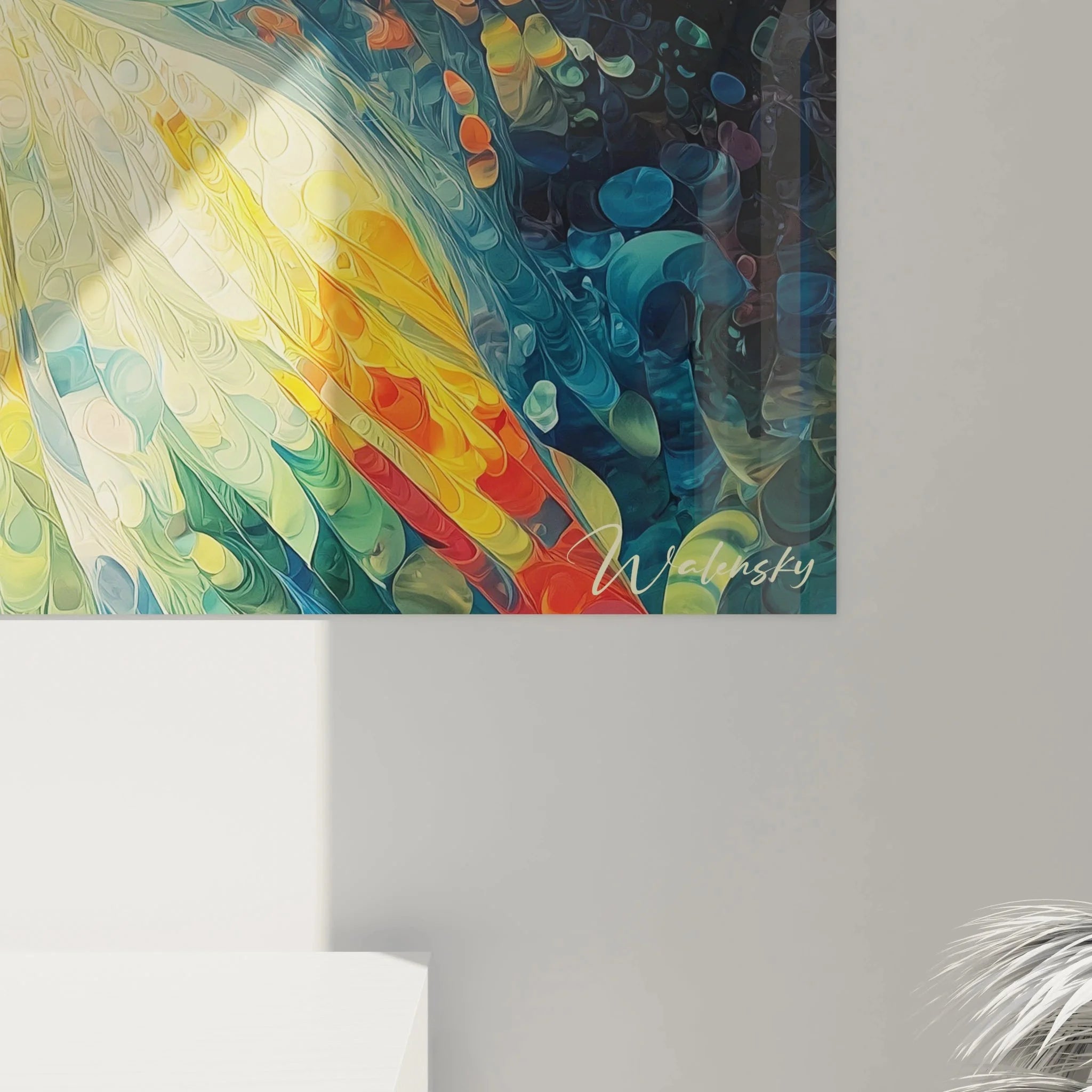 Gesamtansicht Wandbild Gesicht Transformation Pointillismus Edition als Wanddekoration