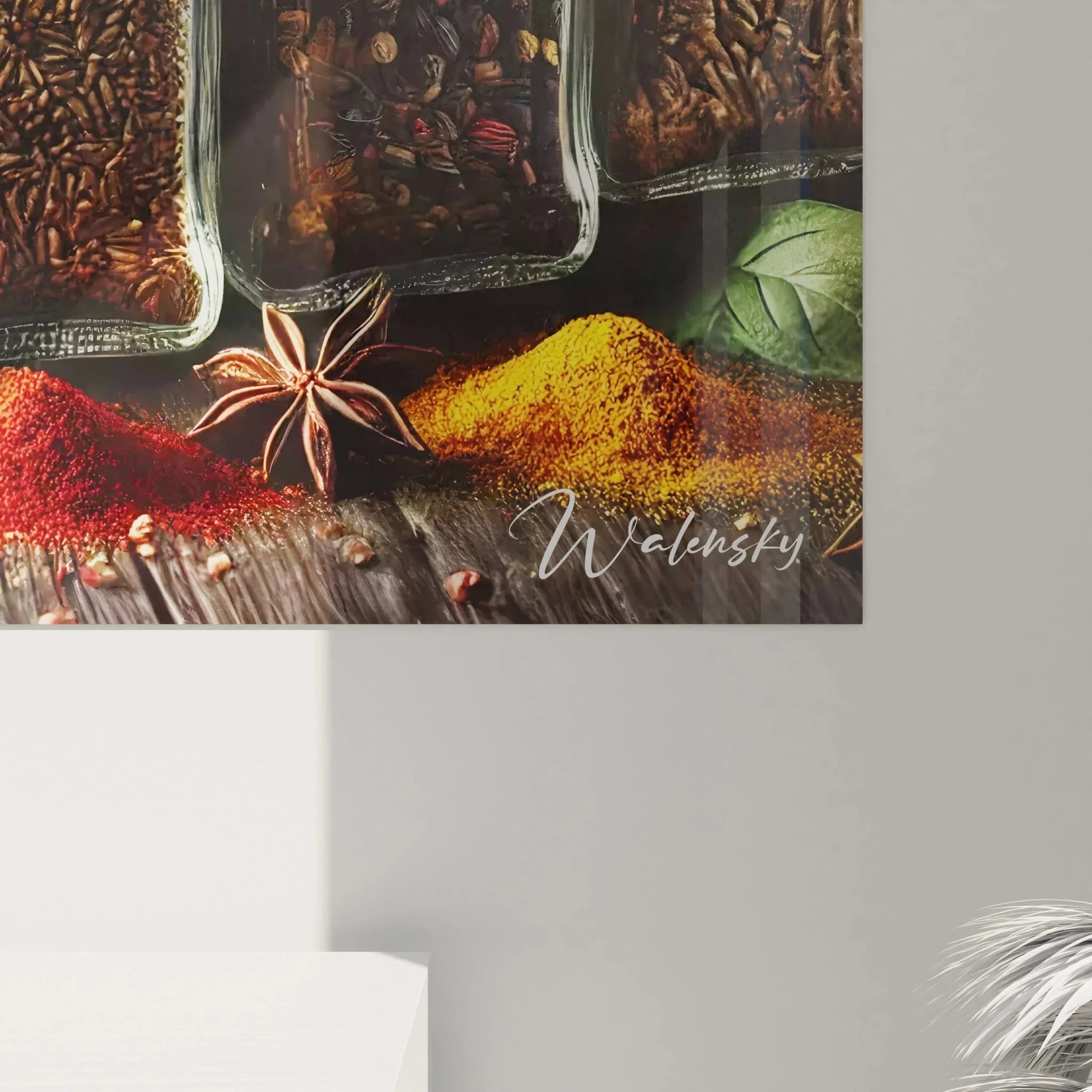 Gesamtansicht Wandbild Gewürze Sammlung - Küchen Wanddekoration mit bunten Gewürzen