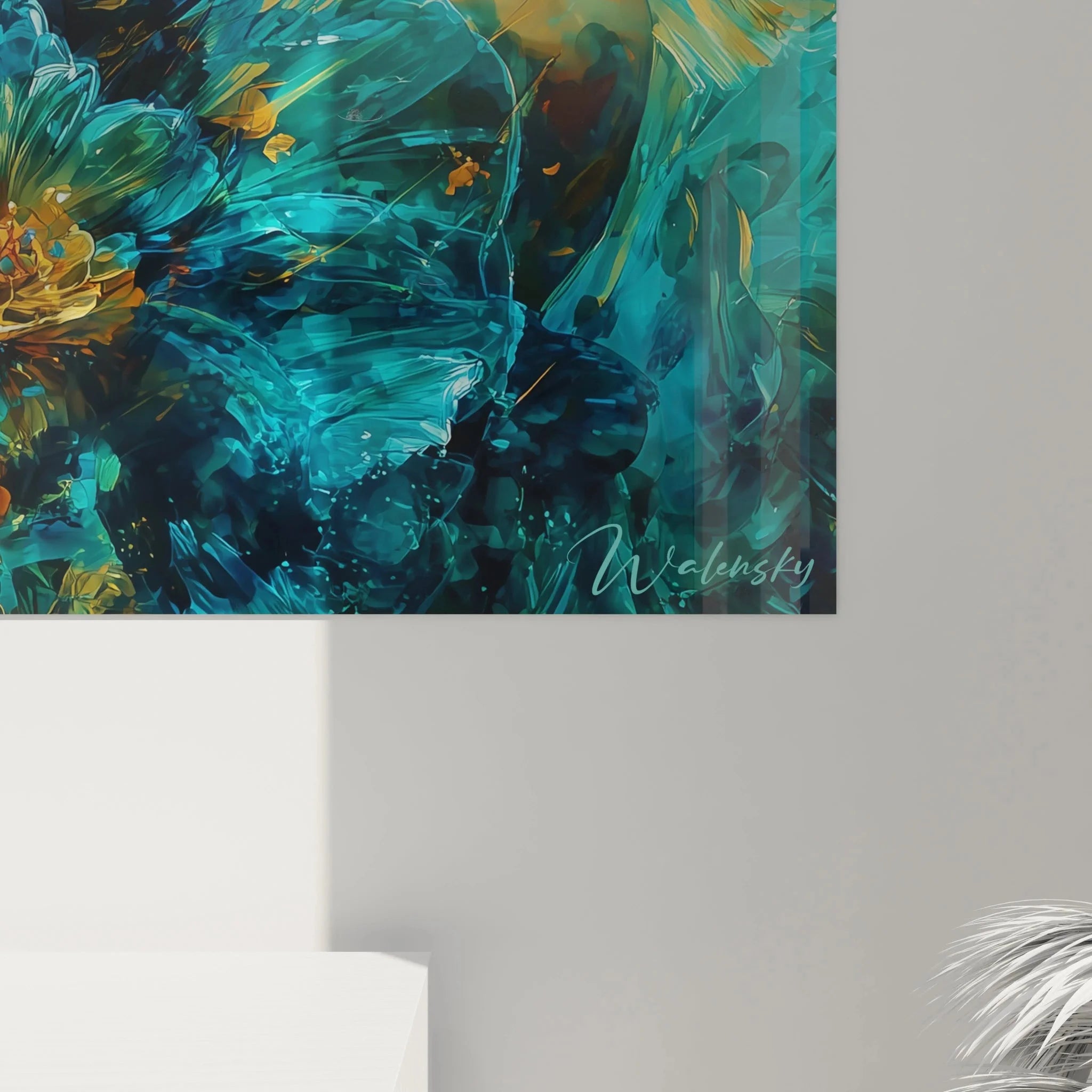 Gesamtansicht Wandbild Gothic Edition - Fantasy Kunst Frau im Blütenmeer als moderne Wanddekoration XXL