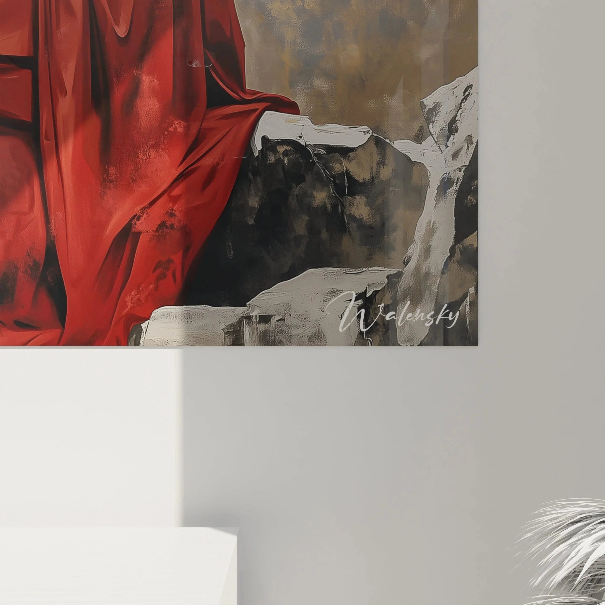 Gesamtansicht Wandbild Harfenspieler Wolkenlandschaft, himmlische Musikszene Ingres Edition