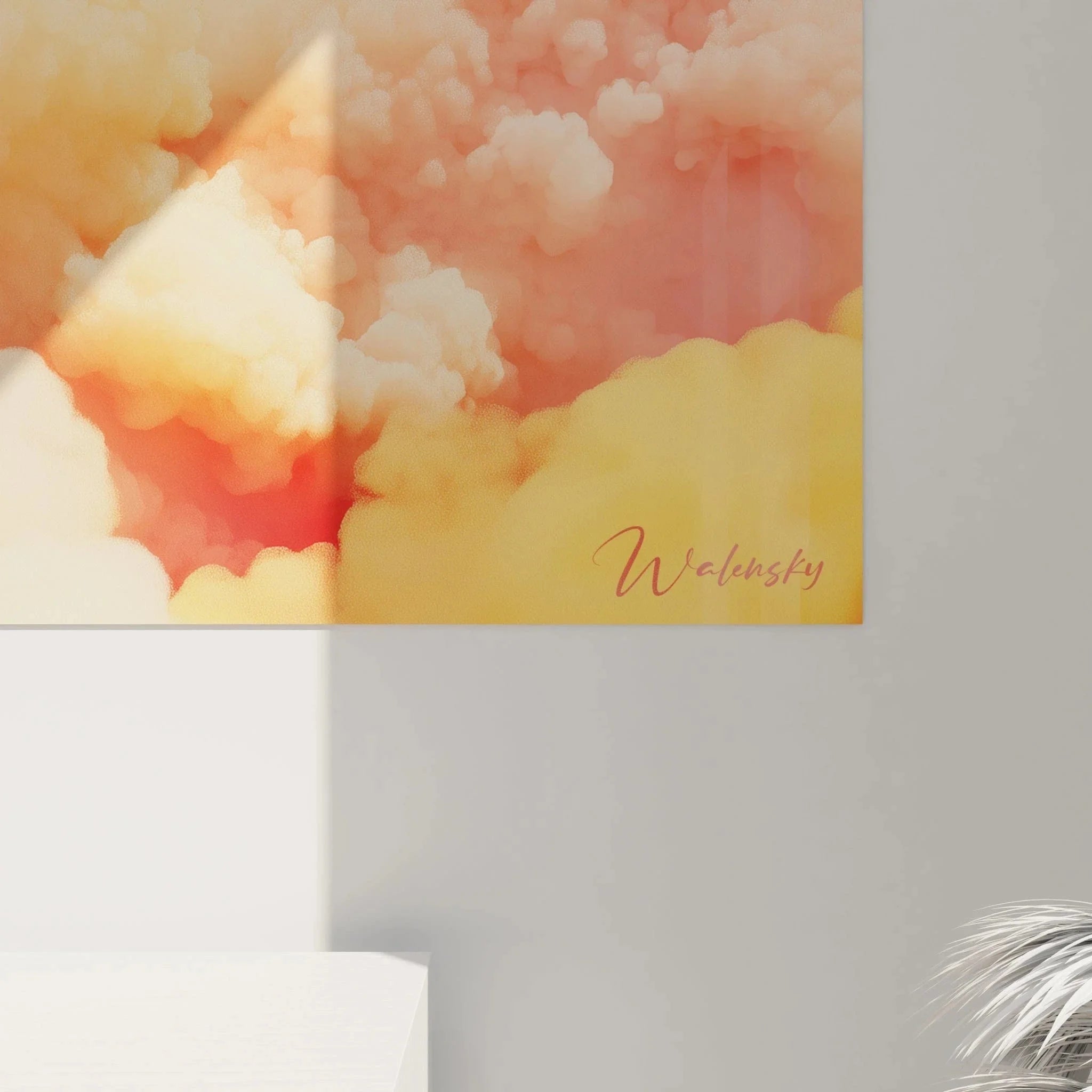 Gesamtansicht Wandbild Himmelswolken - träumende Wolkenformation in expressionistischem Stil