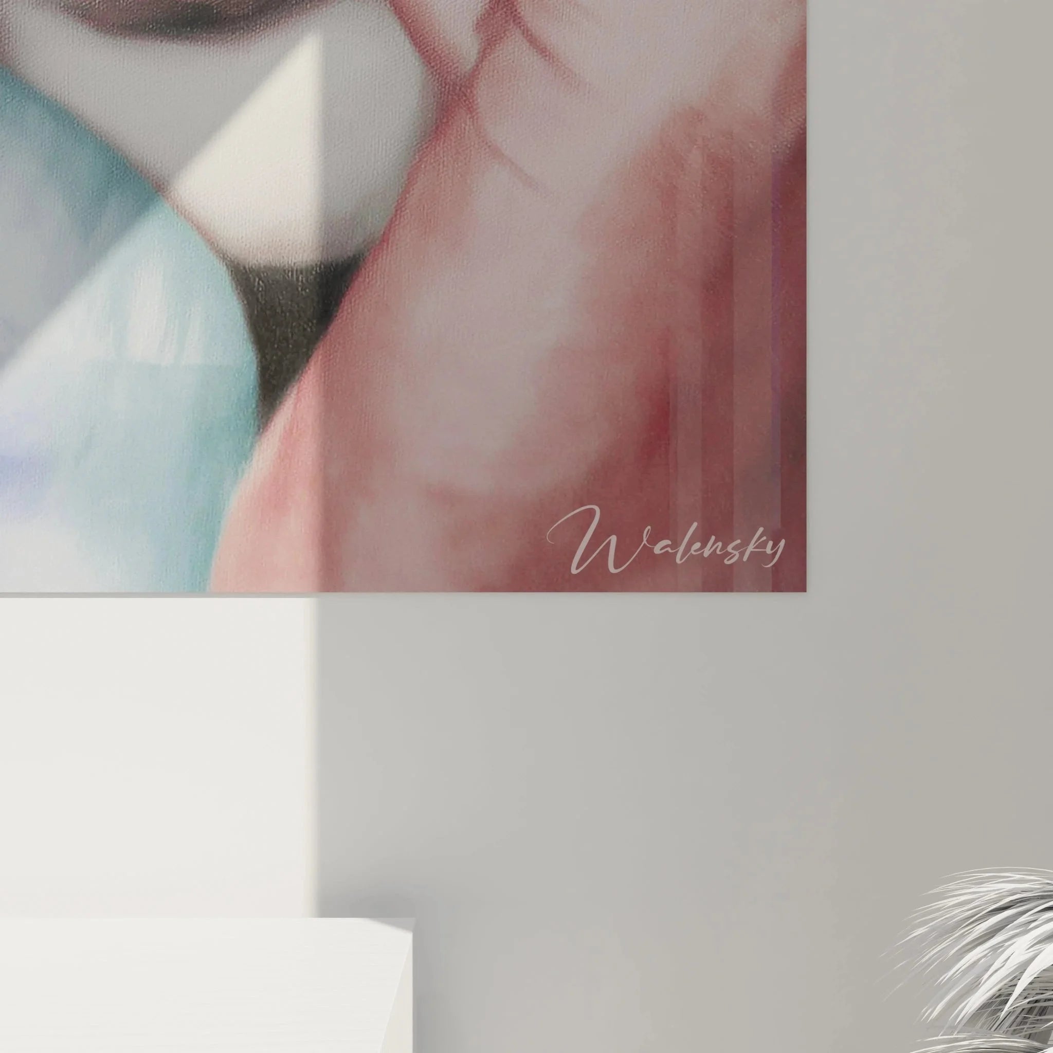 Gesamtansicht Wandbild Hyperrealismus Frauenportrait emotionale Kunst moderne Raumgestaltung XXL Format