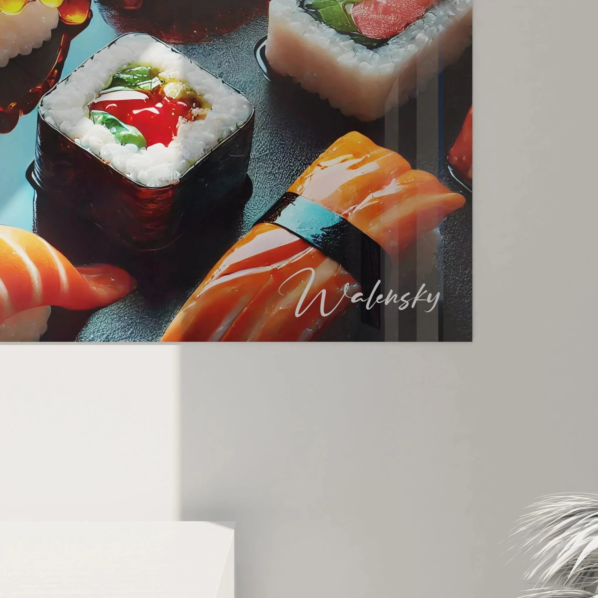 Gesamtansicht Wandbild japanische Sushi-Spezialitäten - moderne Küchenwandkunst XXL Format