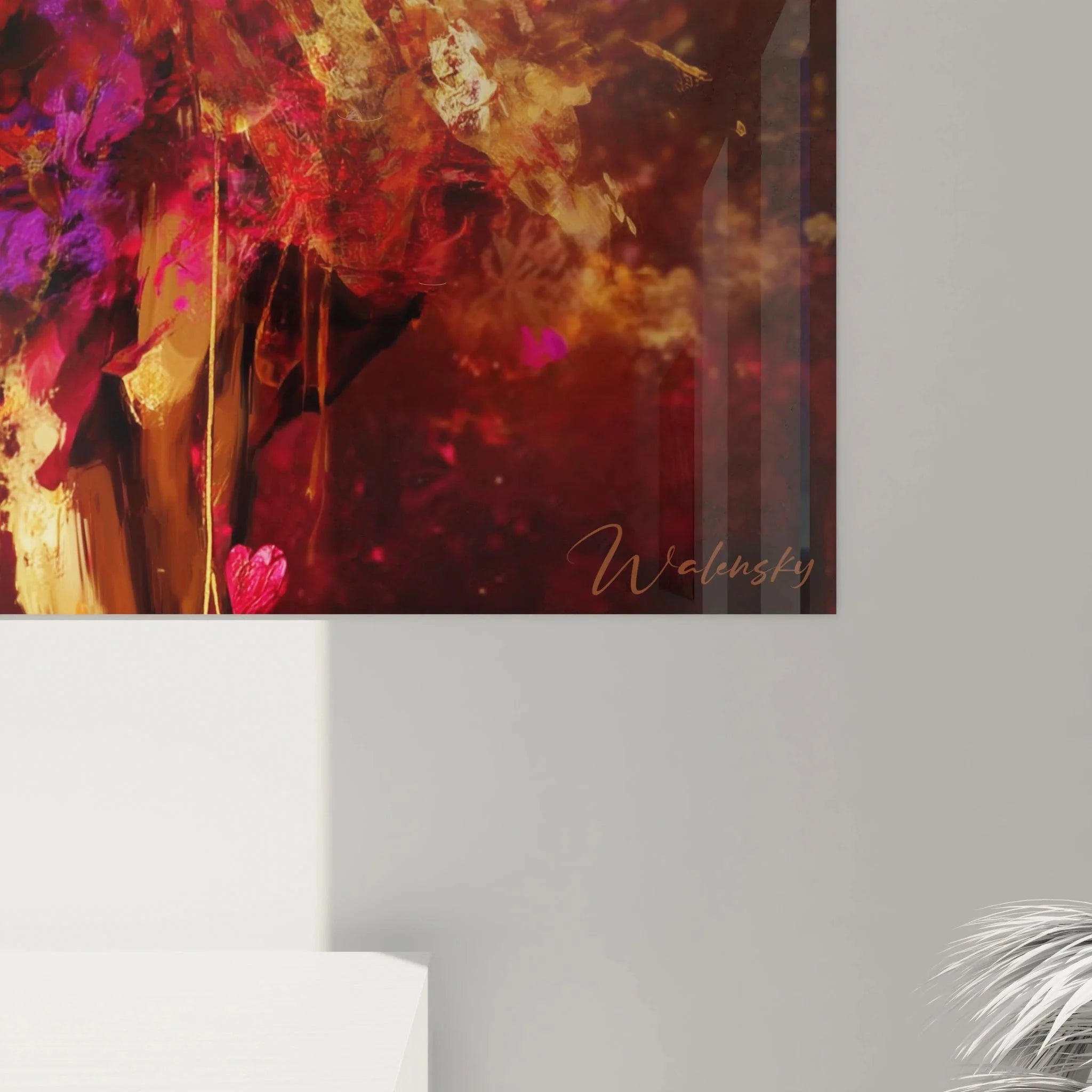 Gesamtansicht romantisches Leinwandbild Frau mit Blumen - perfekte Valentinstag Wandkunst