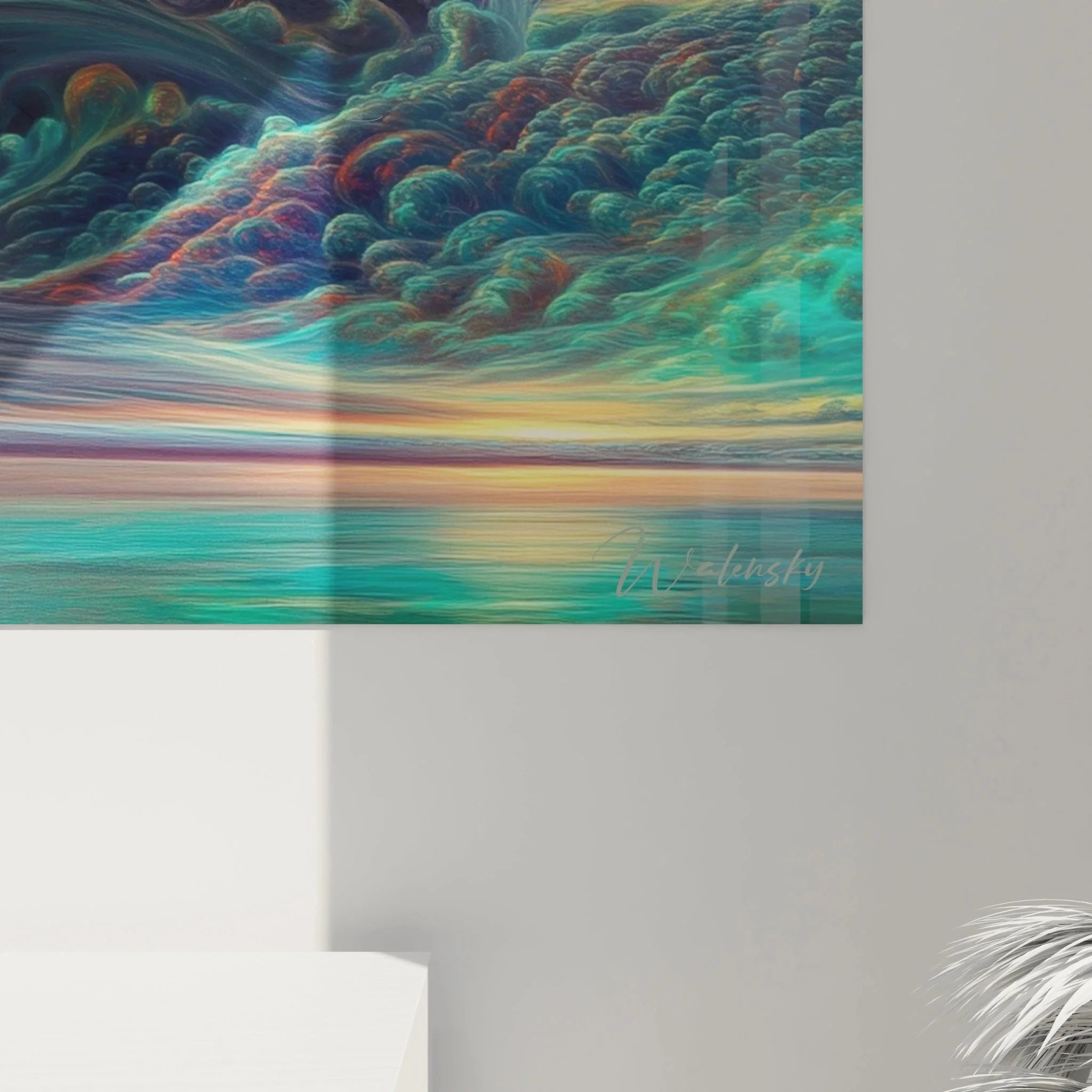 Gesamtansicht Wandbild magischer Baum Surrealismus mit historischen Gebäuden