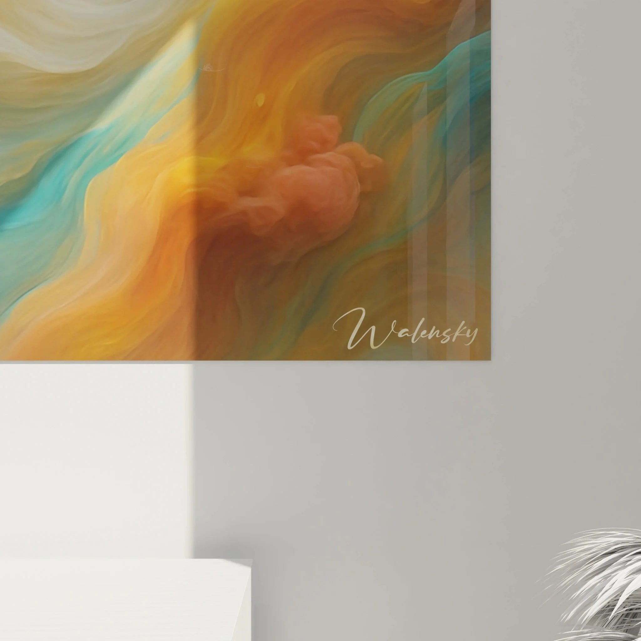 Gesamtansicht Wandbild abstrakte Farbwirbel moderne Wanddekoration Textur Abstrakte