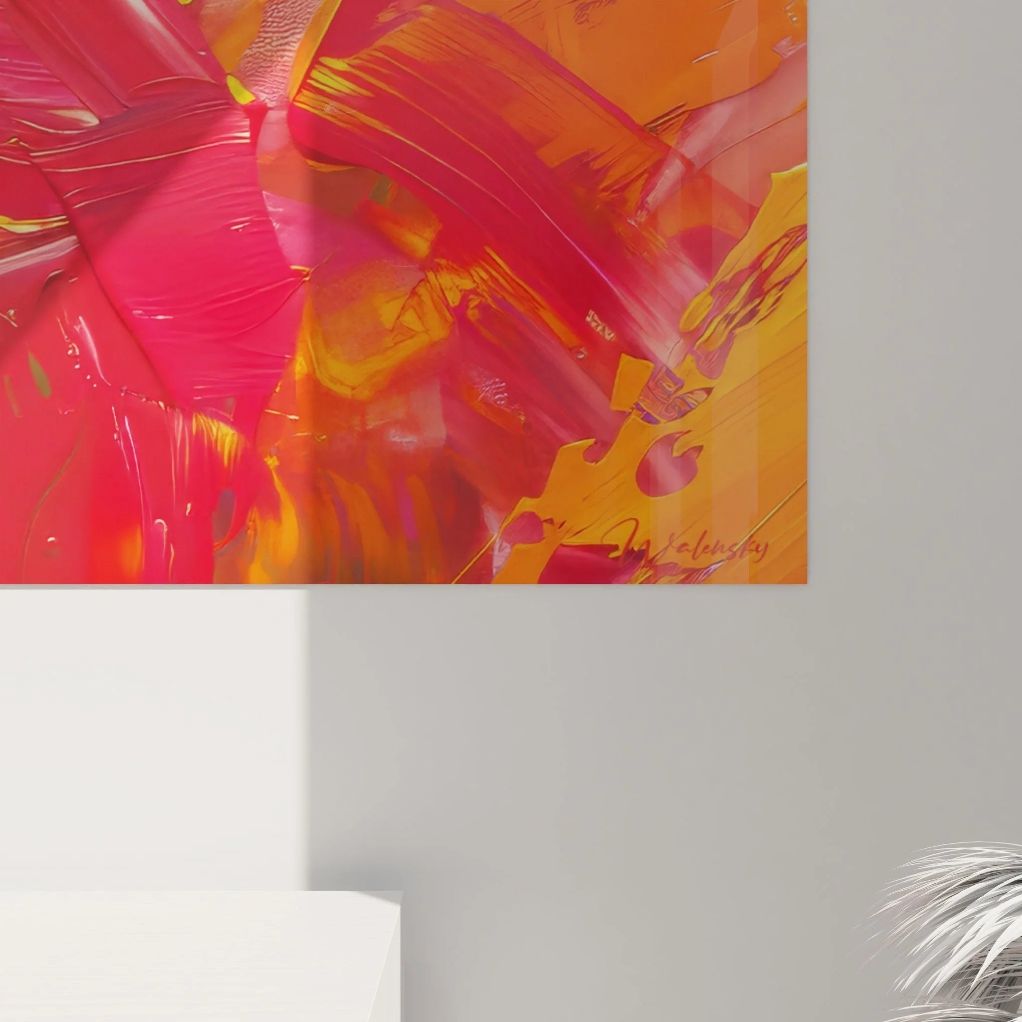 Gesamtansicht Wandbild abstrakte Explosion moderne Kunst Malerei-Optik Wohnraumdeko