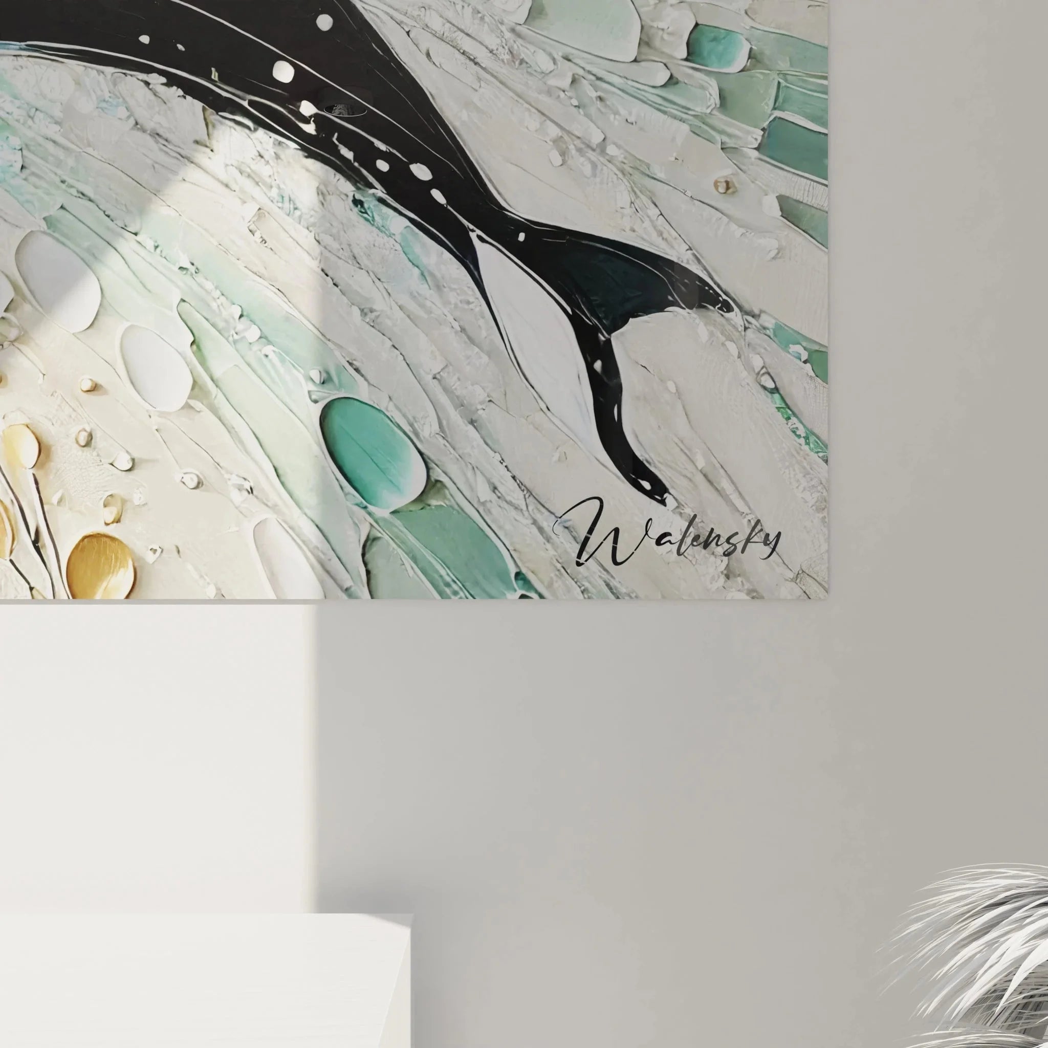 Gesamtansicht Wandbild Orca - komplette maritime Kunstwerk Darstellung im Wohnraum