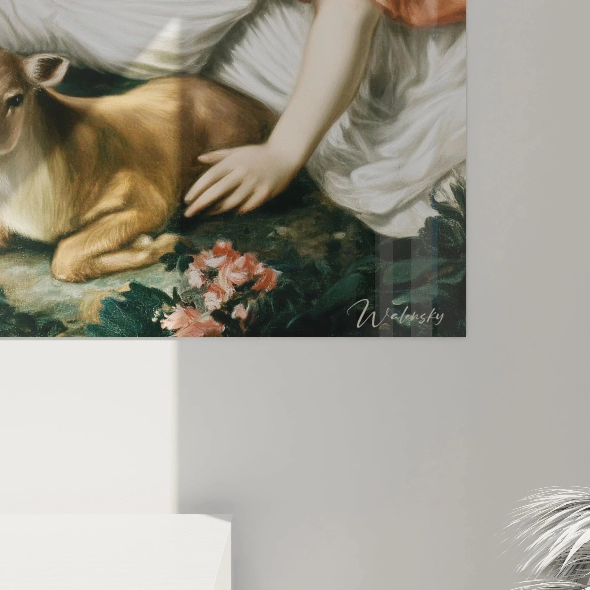 Gesamtansicht Wandbild pastorale Göttin mit Kälbern vor Sternenhimmel, Neoklassizismus Stil