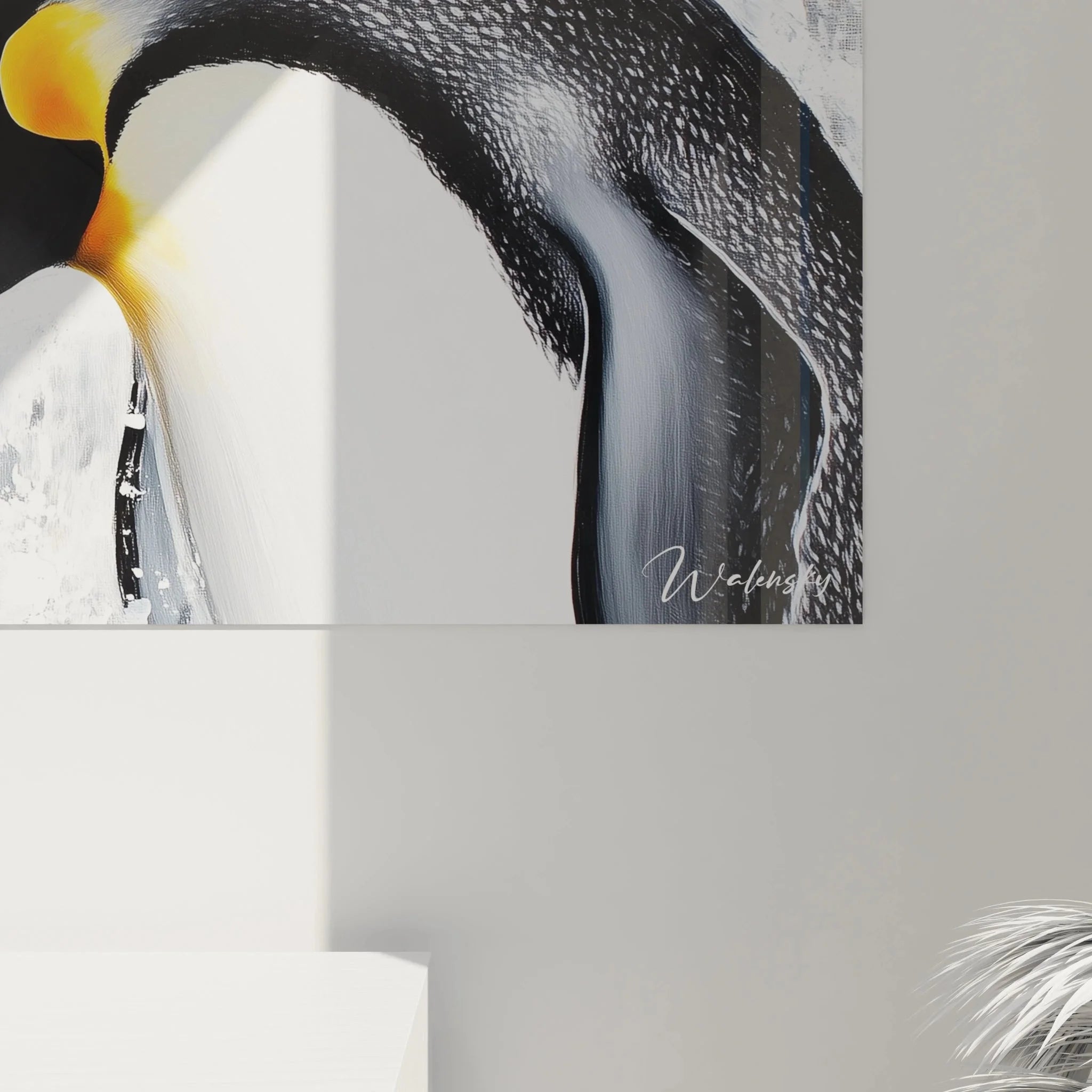 Gesamtansicht Wandbild Pinguinpaar XXL - Horizontaler Kunstdruck romantische Tiere - Edition Ozelot