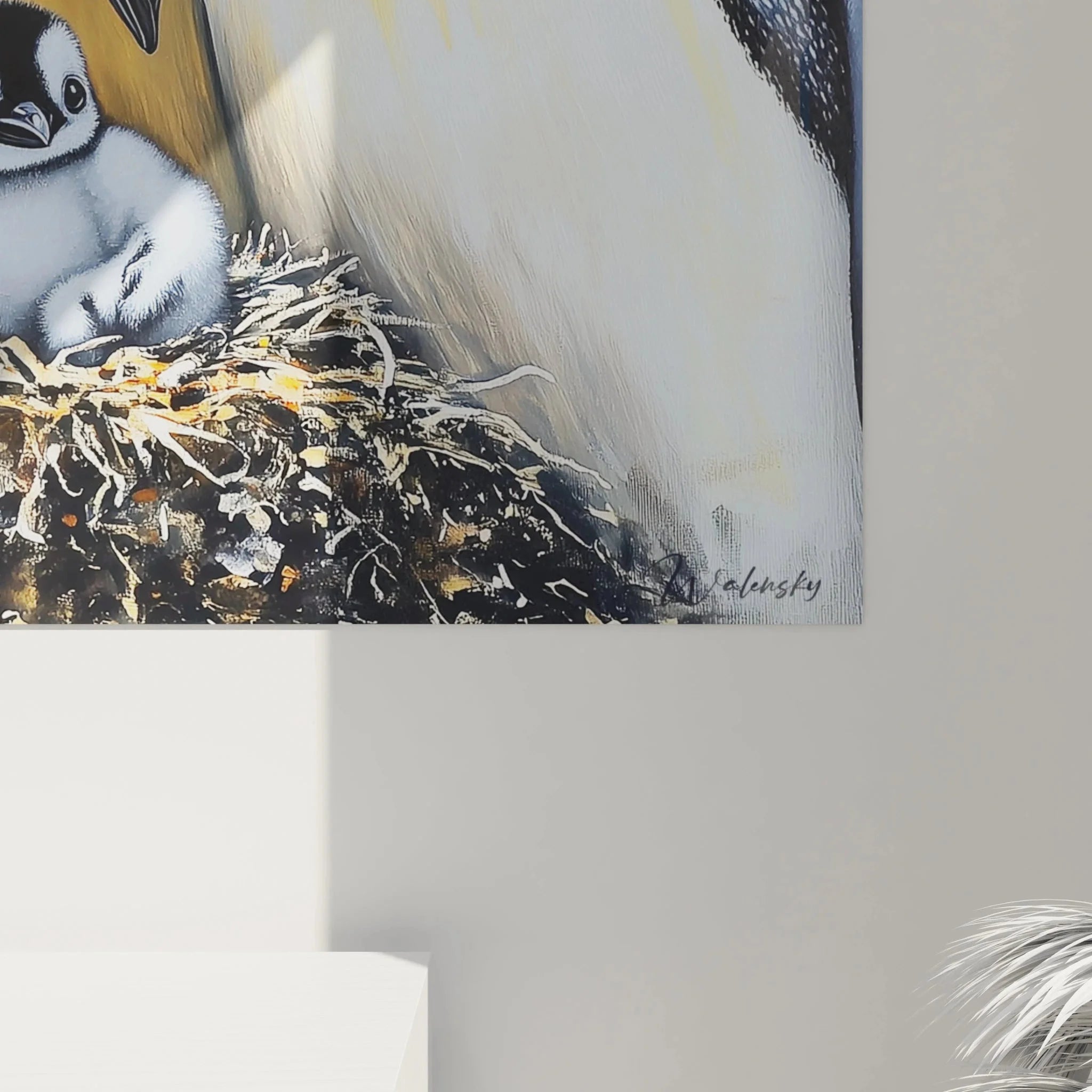 Gesamtansicht Wandbild Pinguinfamilie Antarktis - Kaiserpinguin Wandschmuck Tierwandbilder XXL