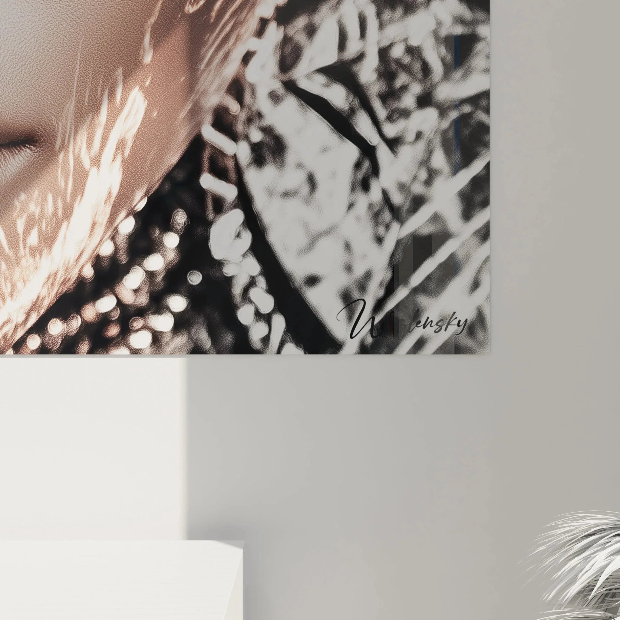 Gesamtansicht Premium Wandbild Portrait Frau Diamanten für elegante Raumgestaltung