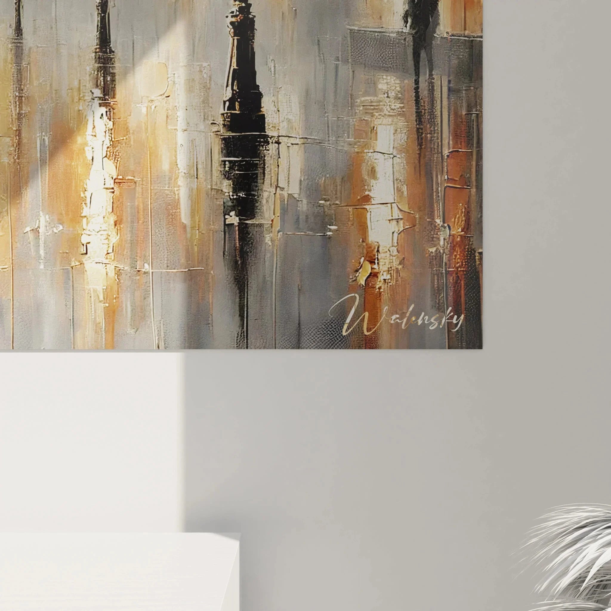 Gesamtansicht Wandbild romantische Straßenszene Liebespaar im Regen Kunstdruck