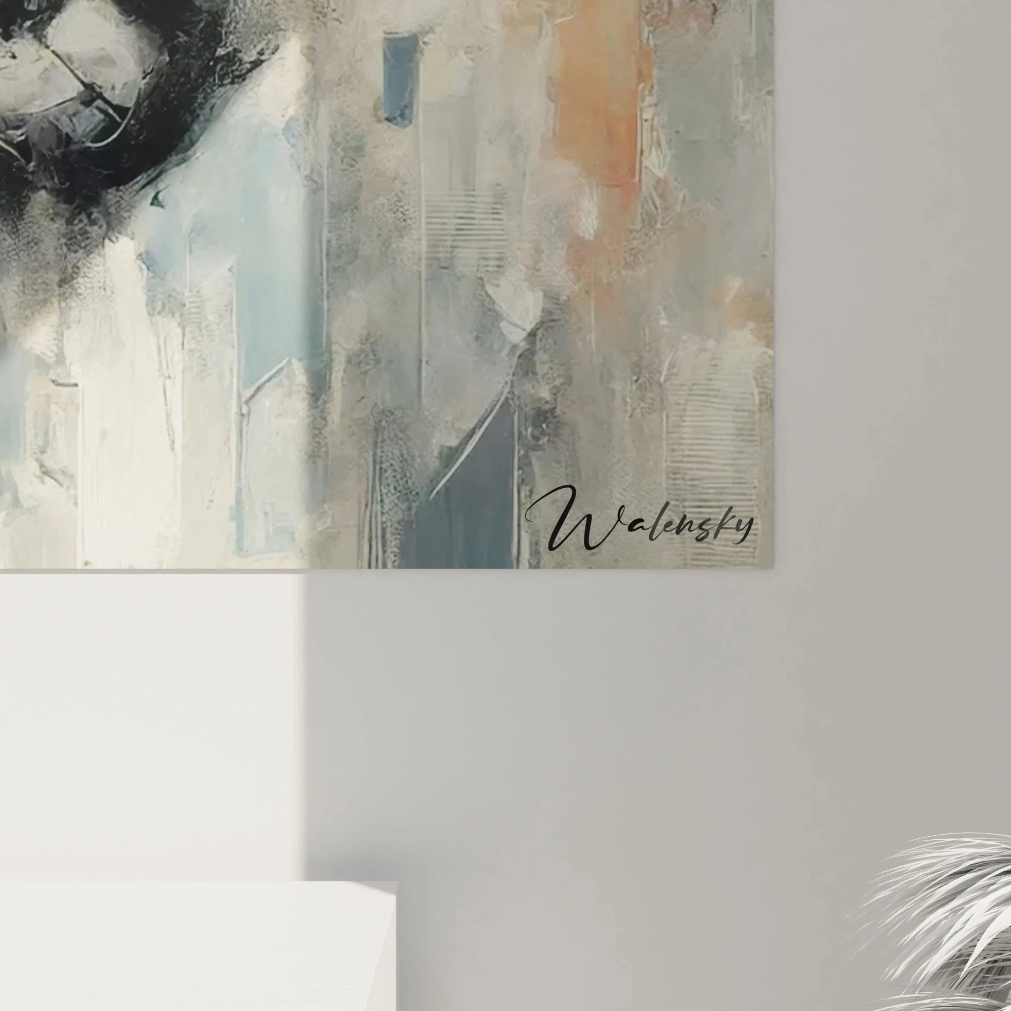 Gesamtansicht abstraktes Jazz Saxophon Wandbild in modernem Rahmen für Wohnraumdekoration