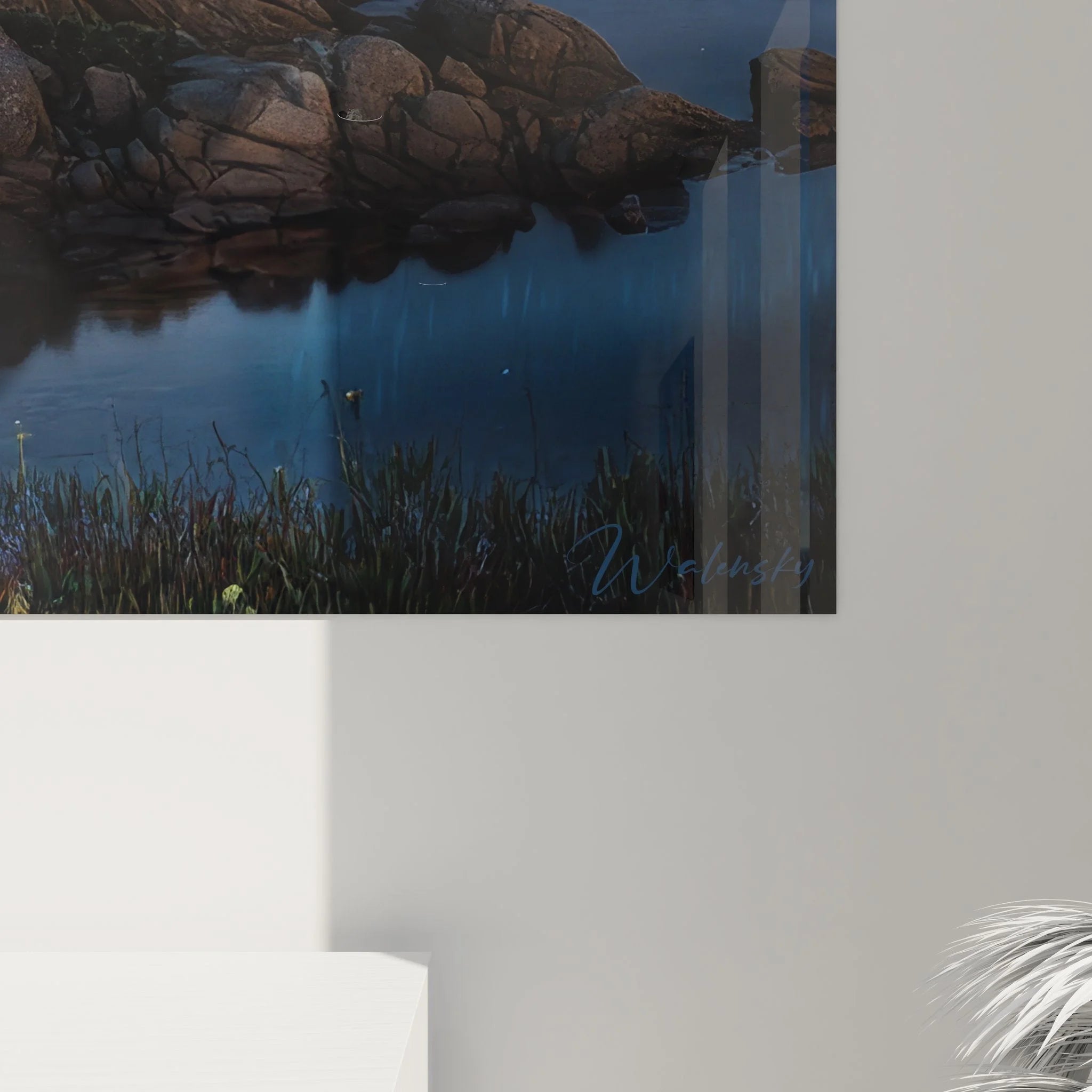 Gesamtansicht Wandbild Sternenhimmel Küstenlandschaft Nacht Dekoration