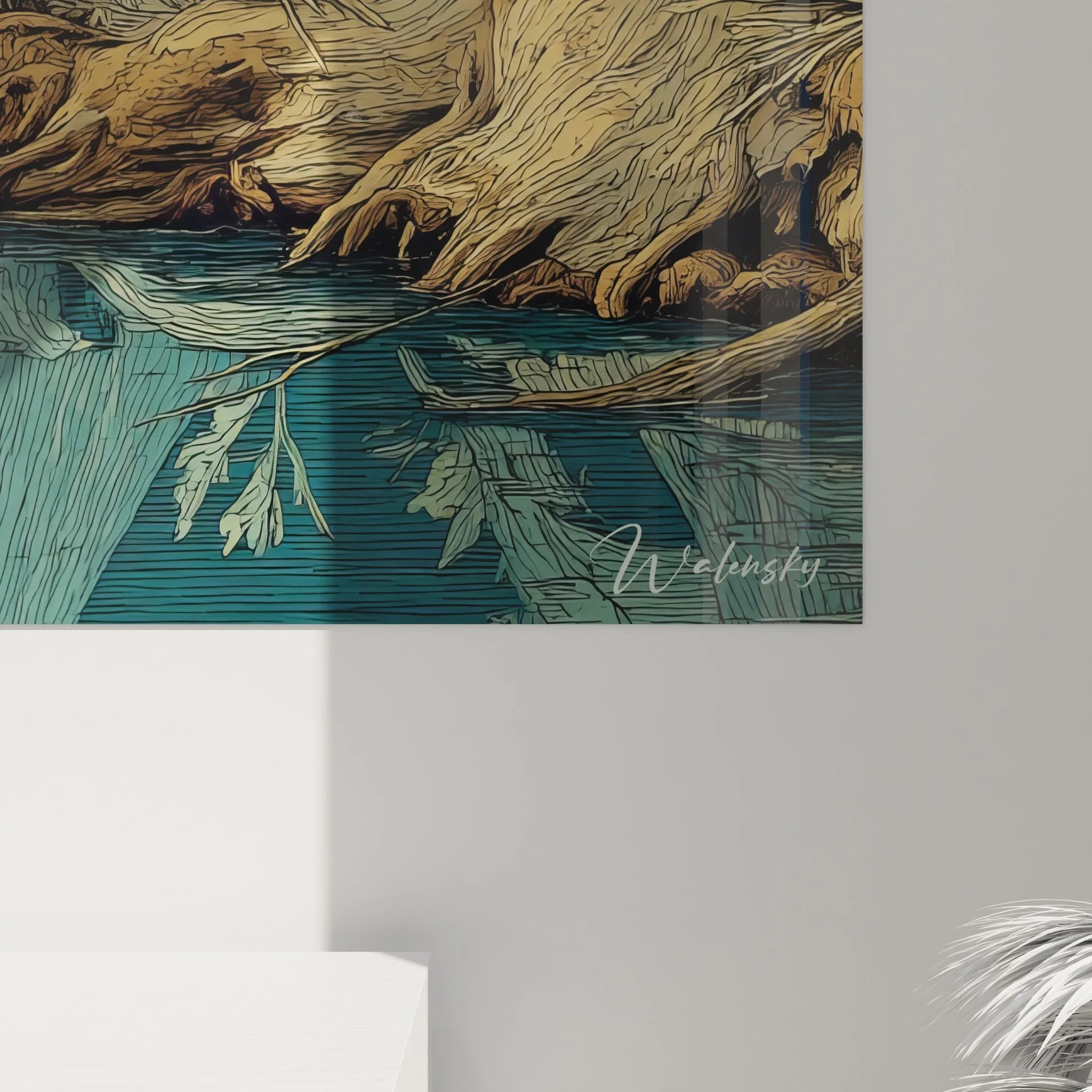 Gesamtansicht Wandbild Sumpflandschaft, mystische Zypressen Wasserwelt als Wandkunst XXL