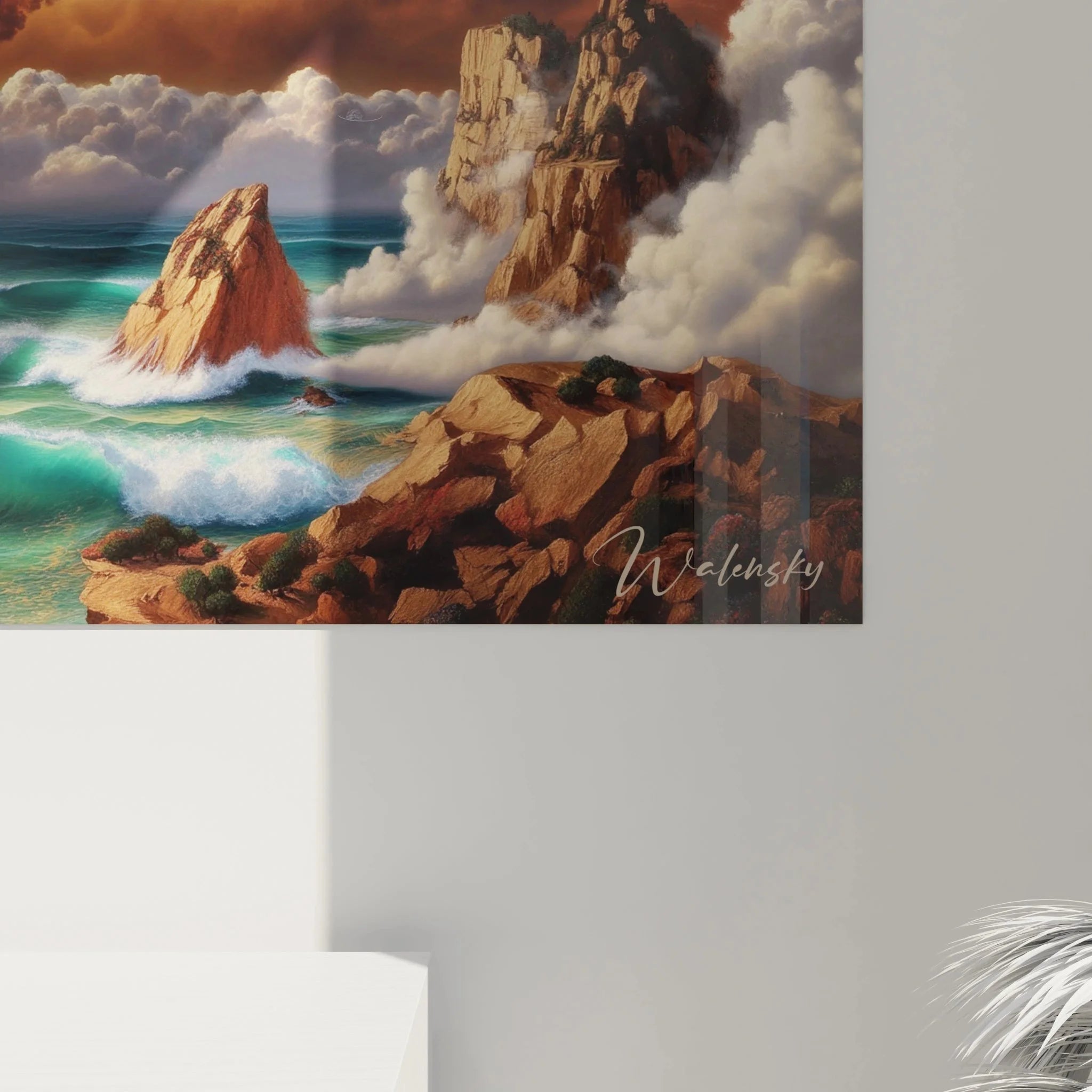 Gesamtansicht Wandbild surreale Kosmoslandschaft, fantastische Welten Kunstdruck für Wohnräume