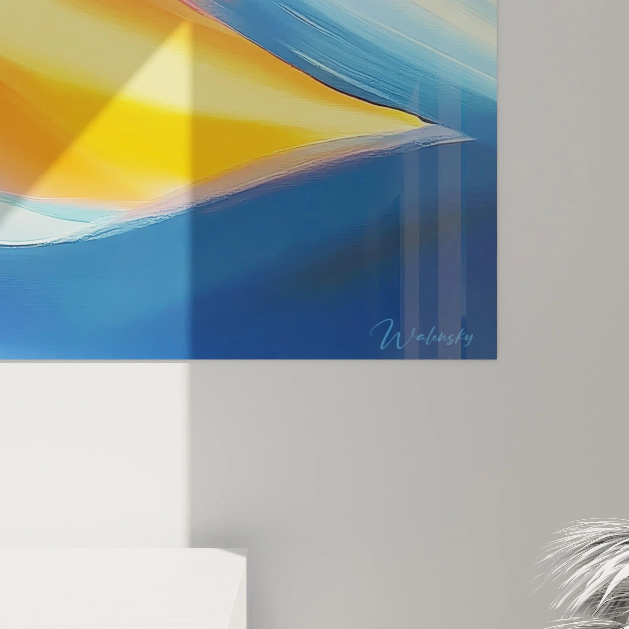 Gesamtansicht Wandbild abstrakte Wellenbewegung - Moderne Wandgestaltung Malerei-Optik Übersicht