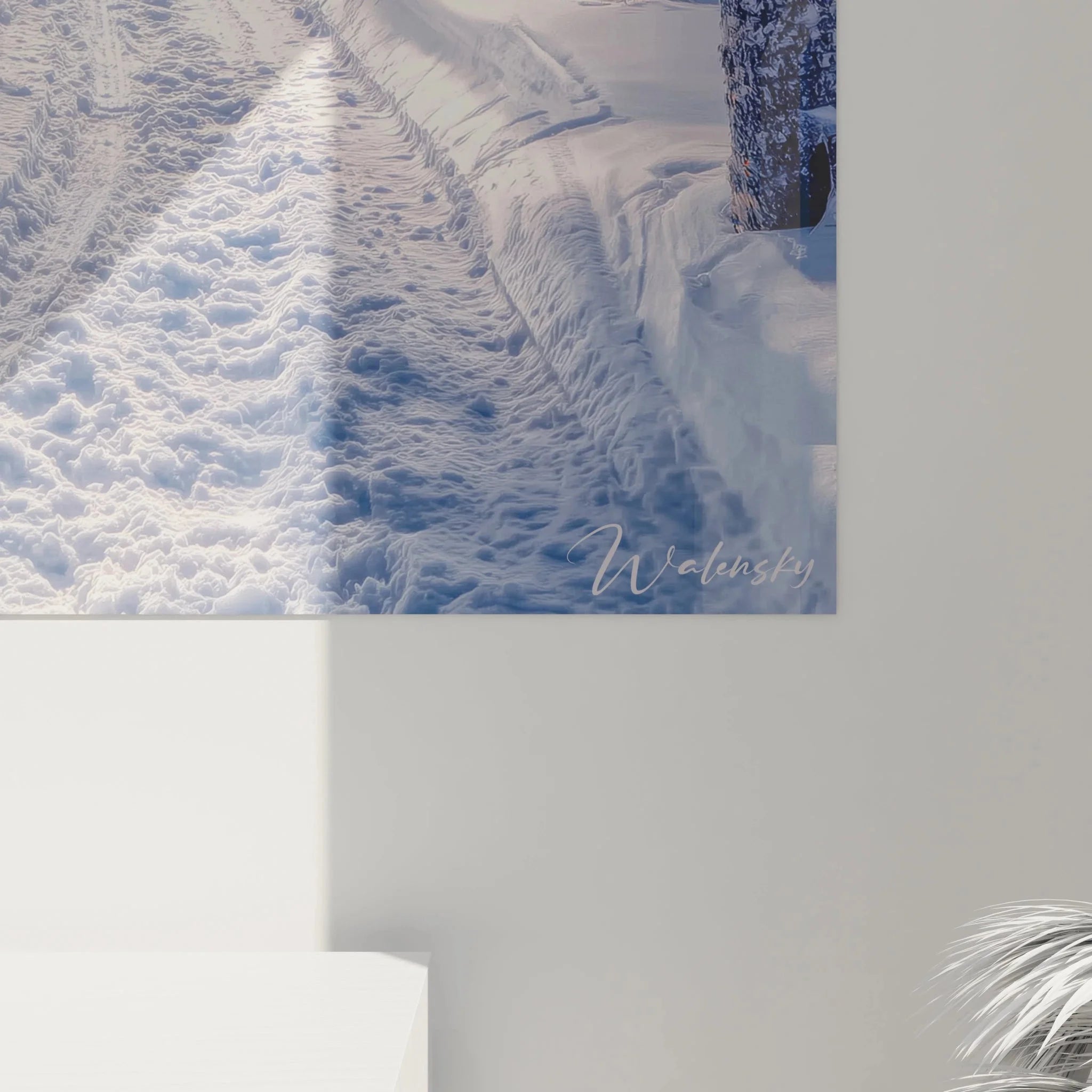 Gesamtansicht Wandbild Winterlandschaft Bergwege Schnee Wanddeko Wohnzimmer Edition Winter