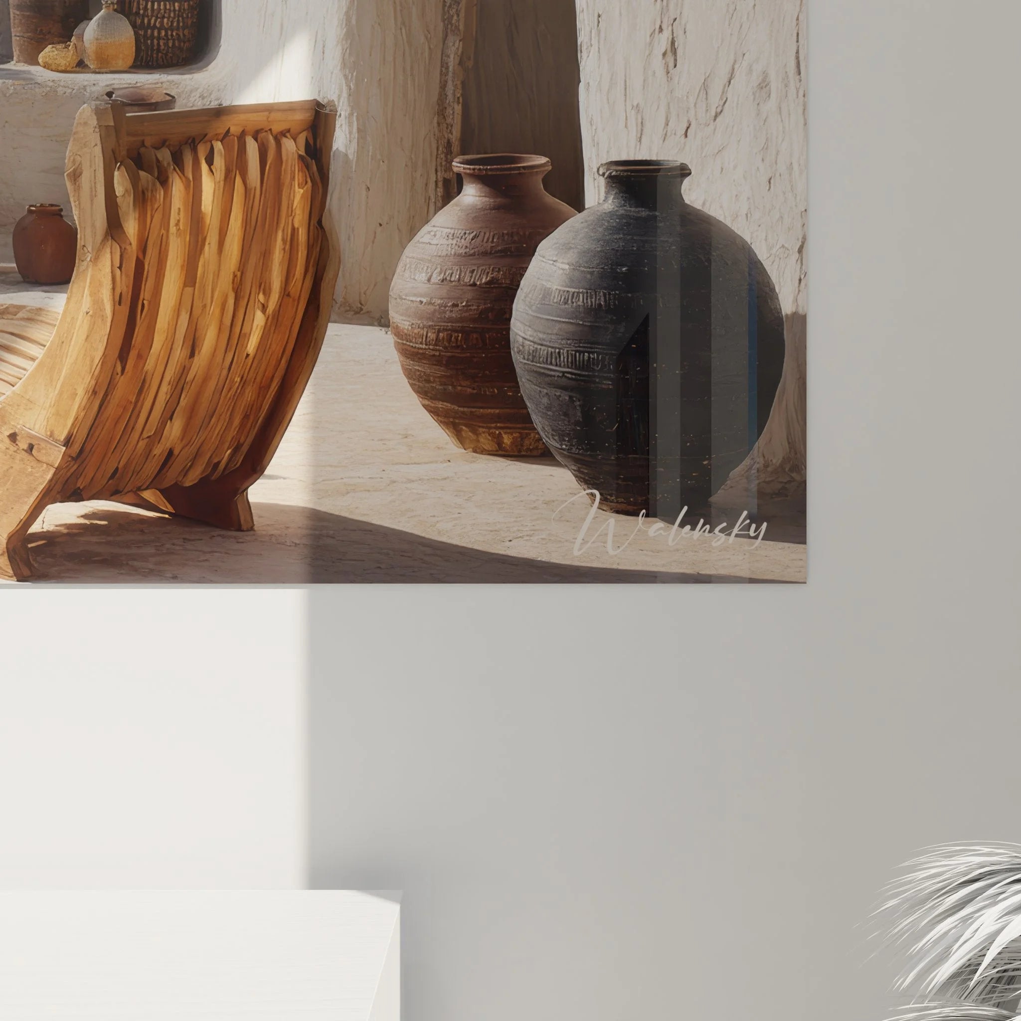 Gesamtansicht Wandbild nordafrikanische Wüstenarchitektur mit authentischer Berber Dekoration