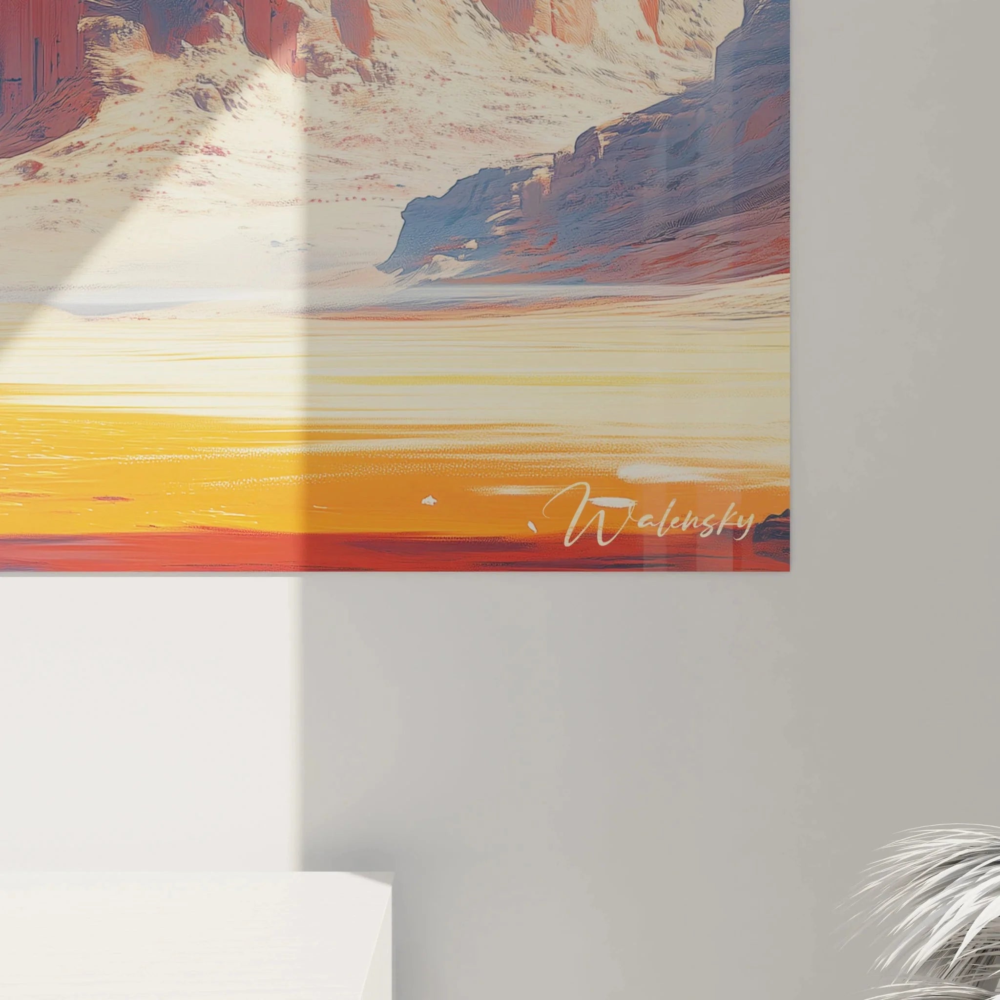 Gesamtansicht Wandbild Wüstenlandschaft rote Felsen - Premium Wüstenmotiv Wanddeko Übersicht