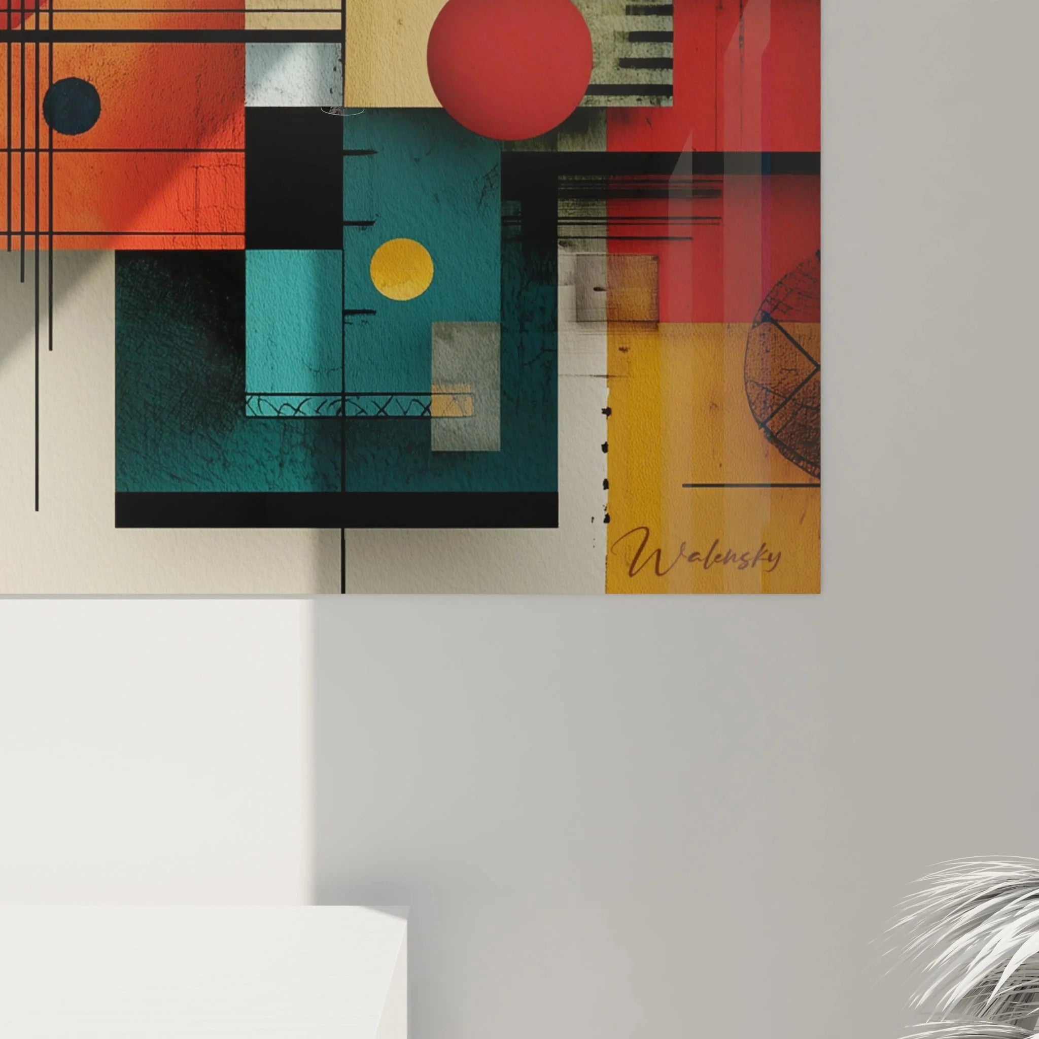 Gesamtansicht Wandbild XXL geometrische Abstraktion Bauhaus Edition konstruktivistische Komposition Wandkunst