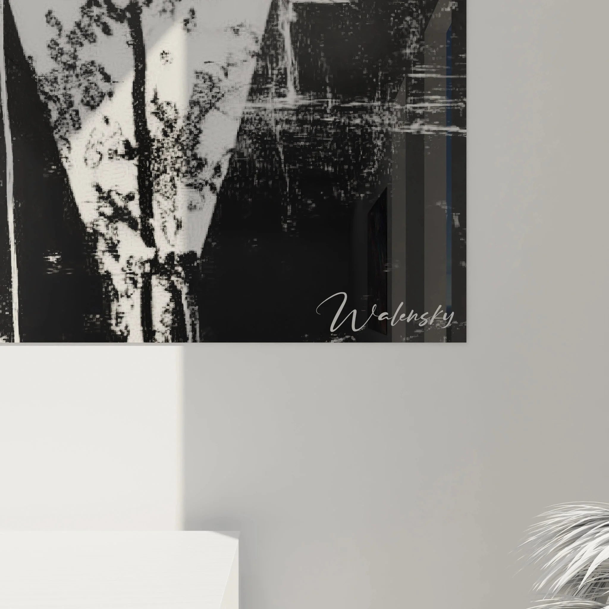 Gesamtansicht Wandbild XXL Dame Mode schwarz-weiß elegante Wanddekoration