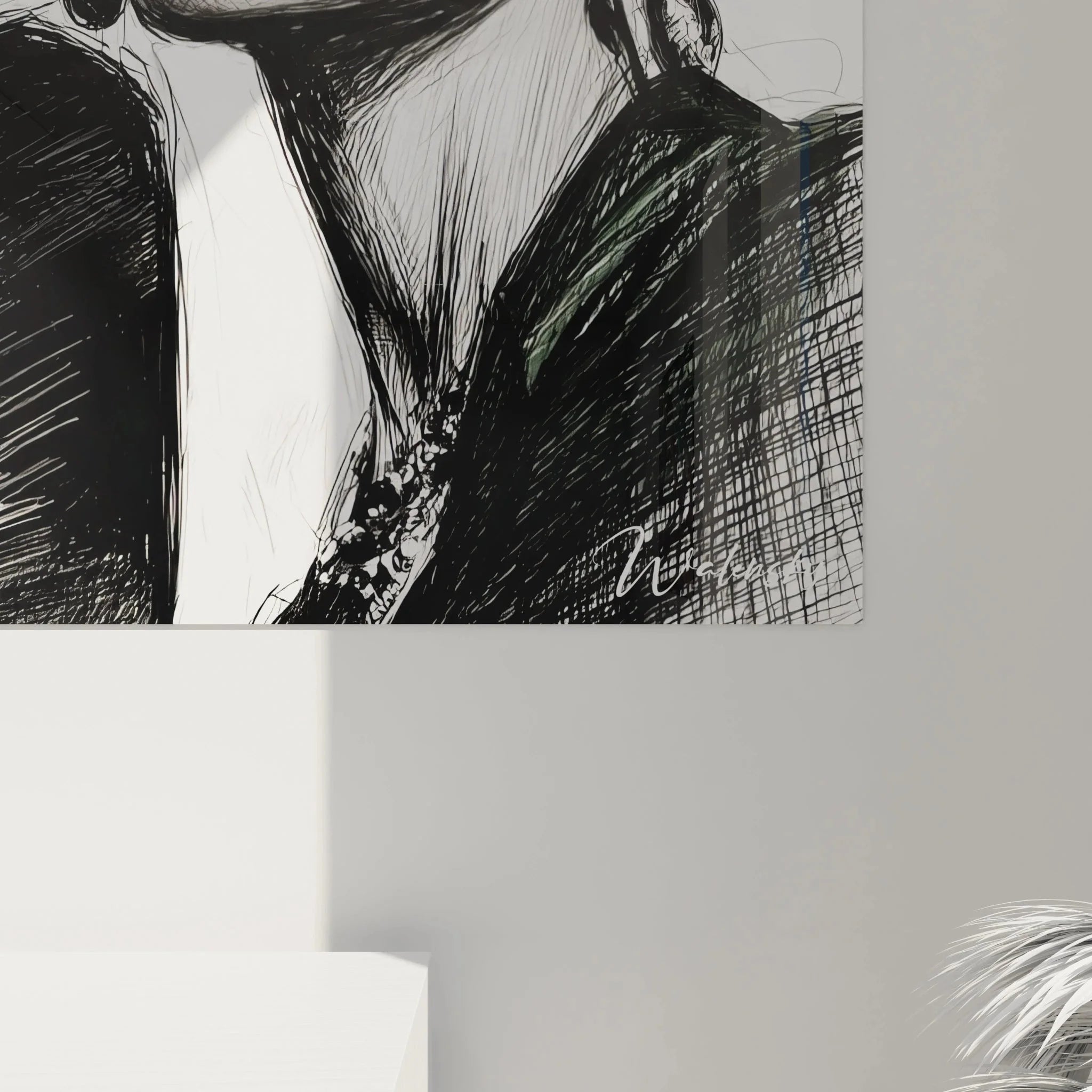 Gesamtansicht Wandbild XXL drei elegante Frauen Glamour Trio Modeillustration für stilvolle Wanddekoration